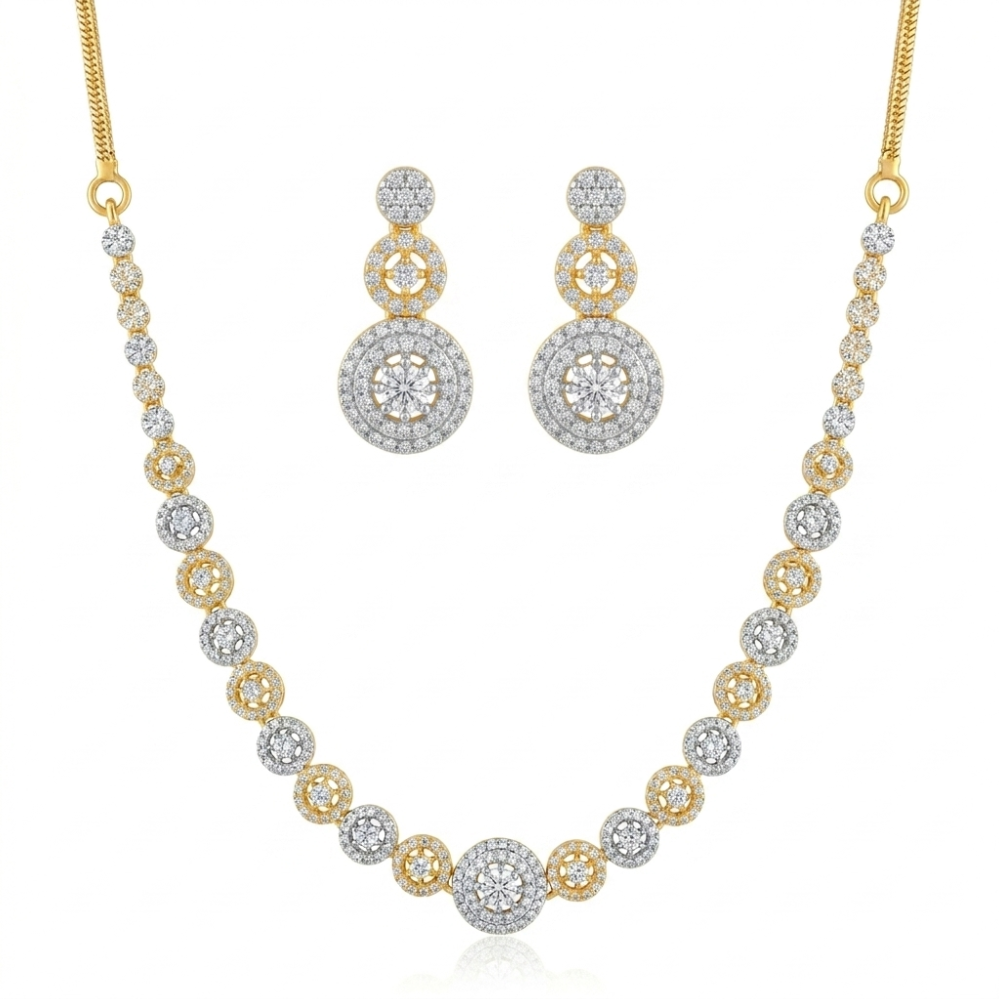 Minimal CZ Necklace Set | Lightweight Diamond-Look | Roz Jewellers