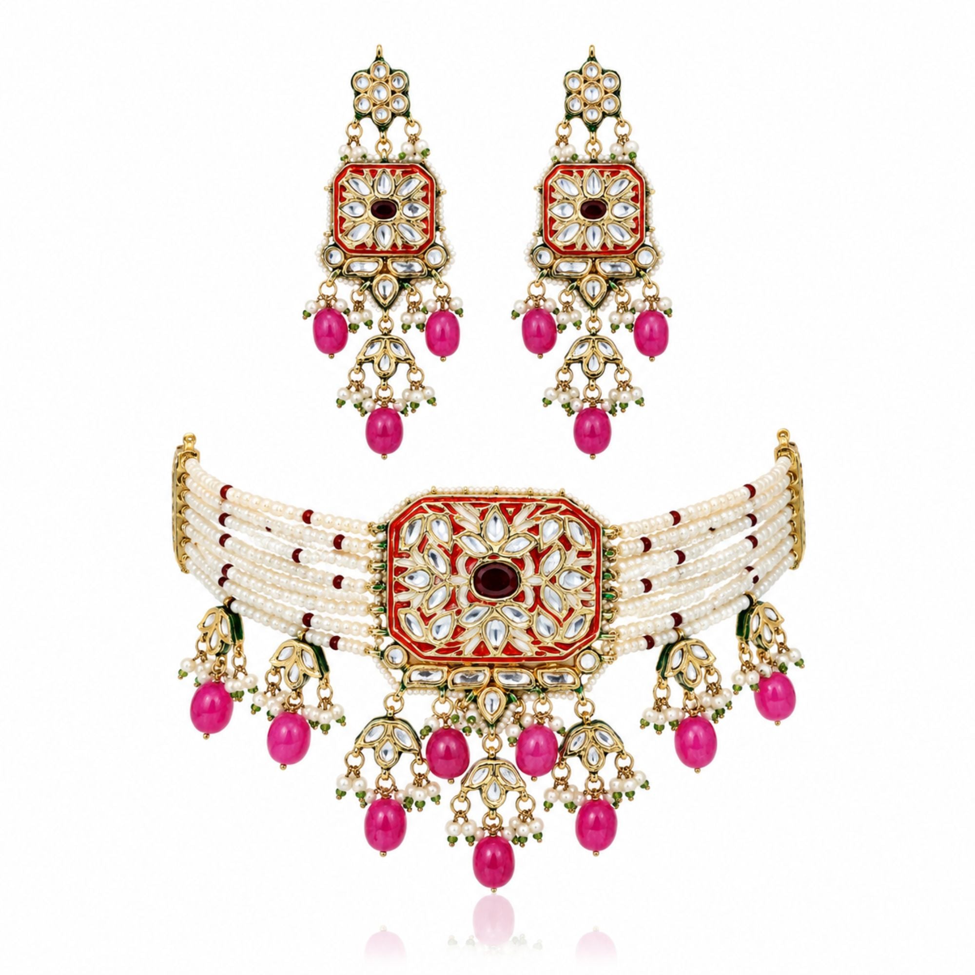 Rani Heavy Ruby Choker Set