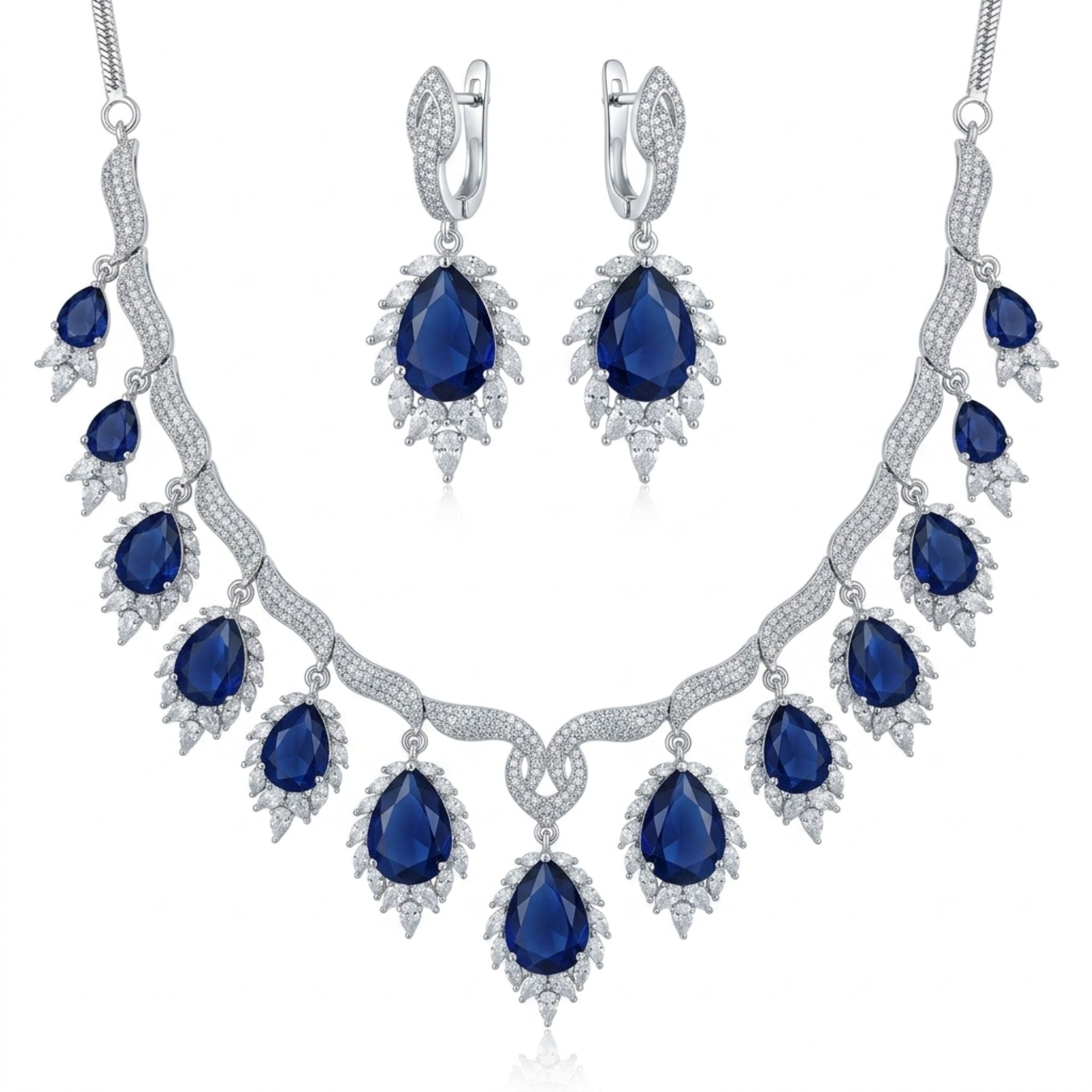 Royal Purple Crystal & CZ Necklace Set | Gold Plated Party Jewellery | Roz Jewellers