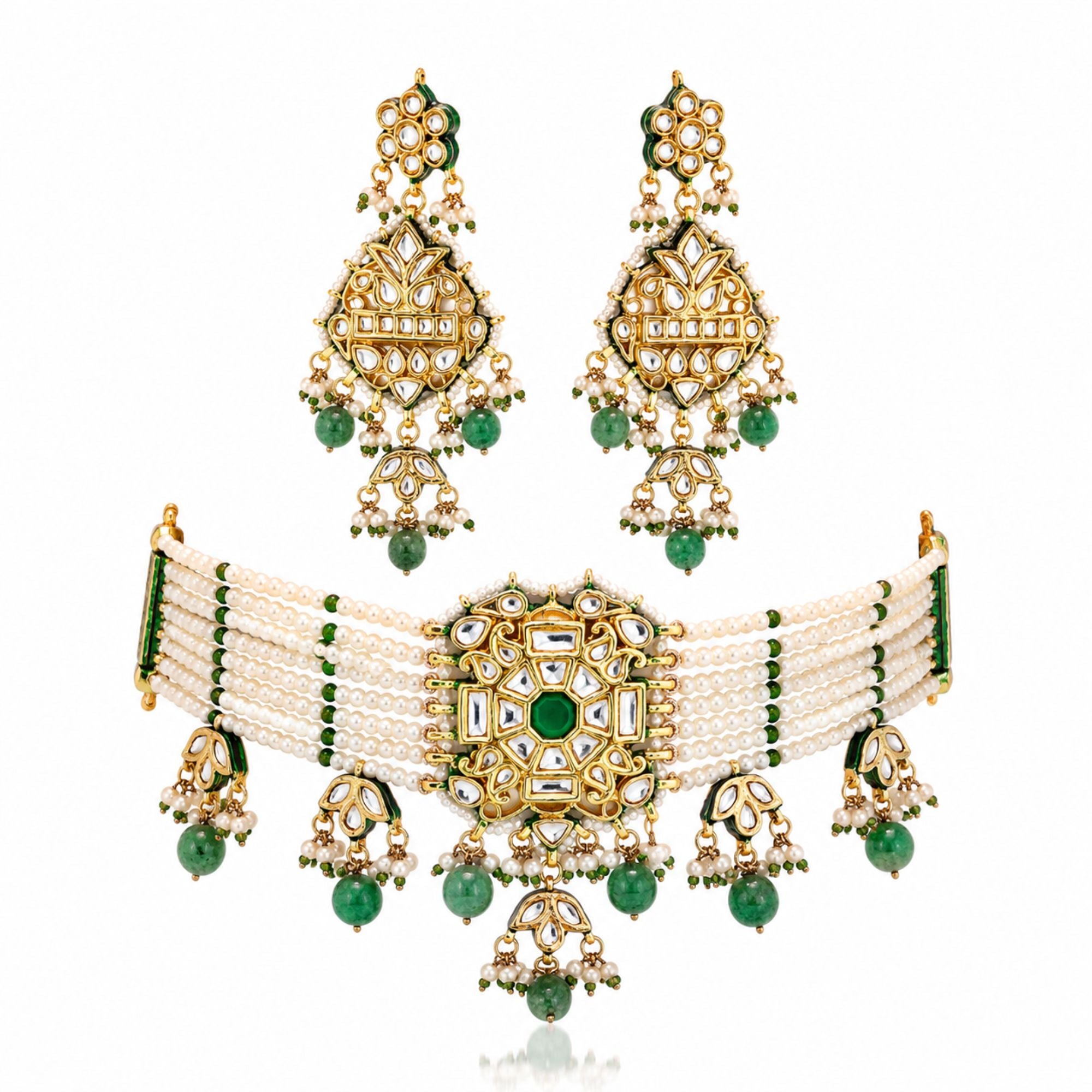 Panna Emerald Kundan Choker Set