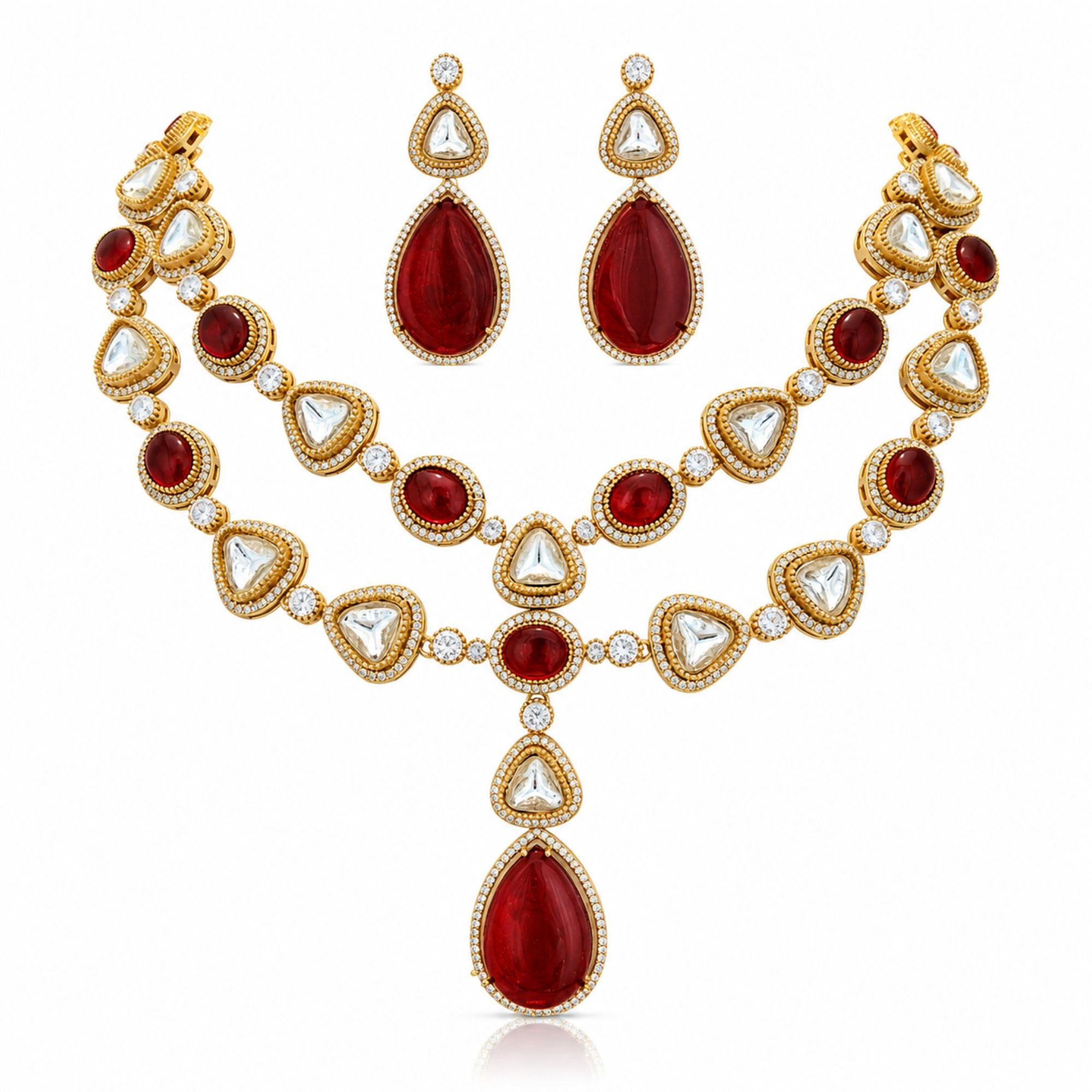 Rajwadi Ruby Heritage Kundan Set