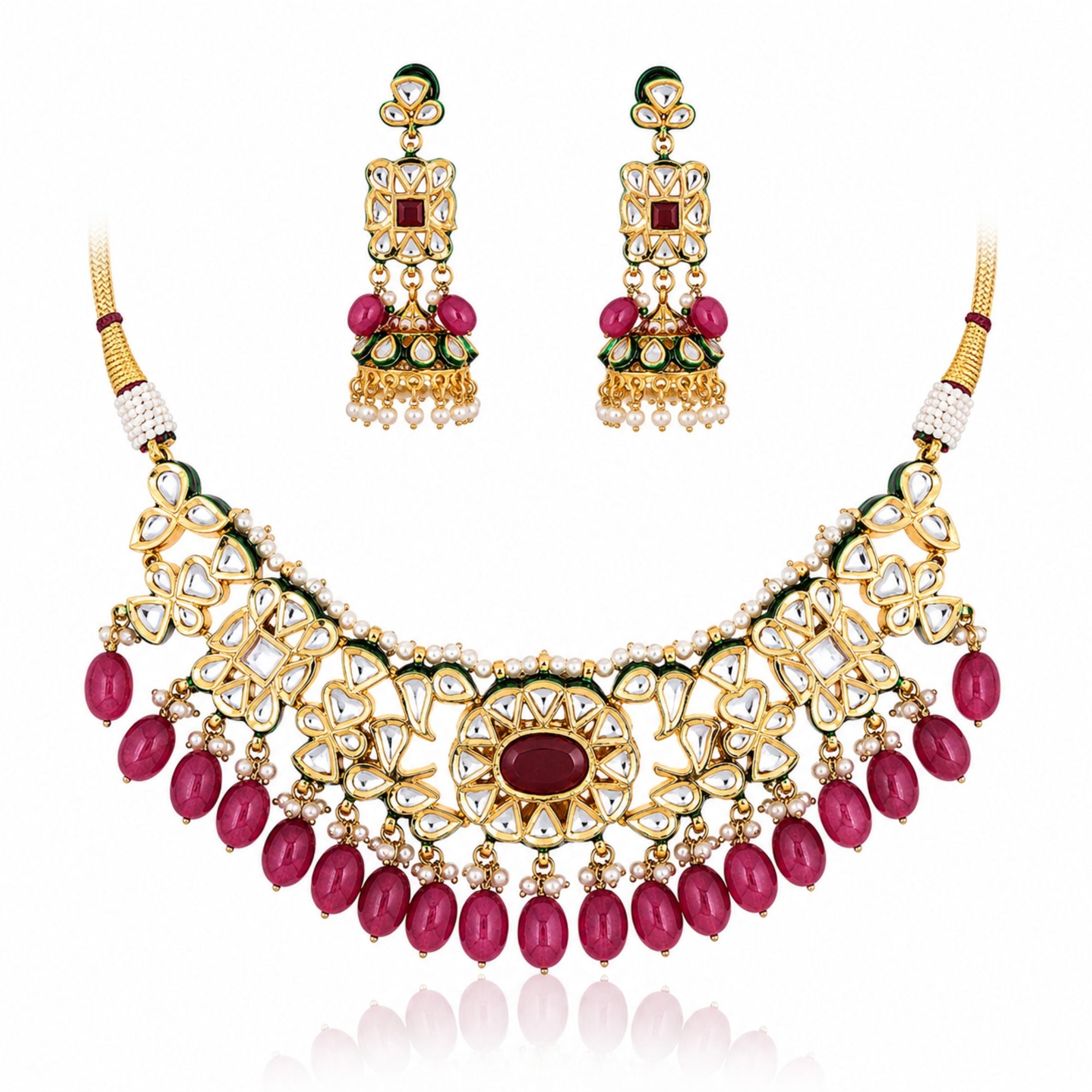 Gulnaar Pink Kundan Necklace Set
