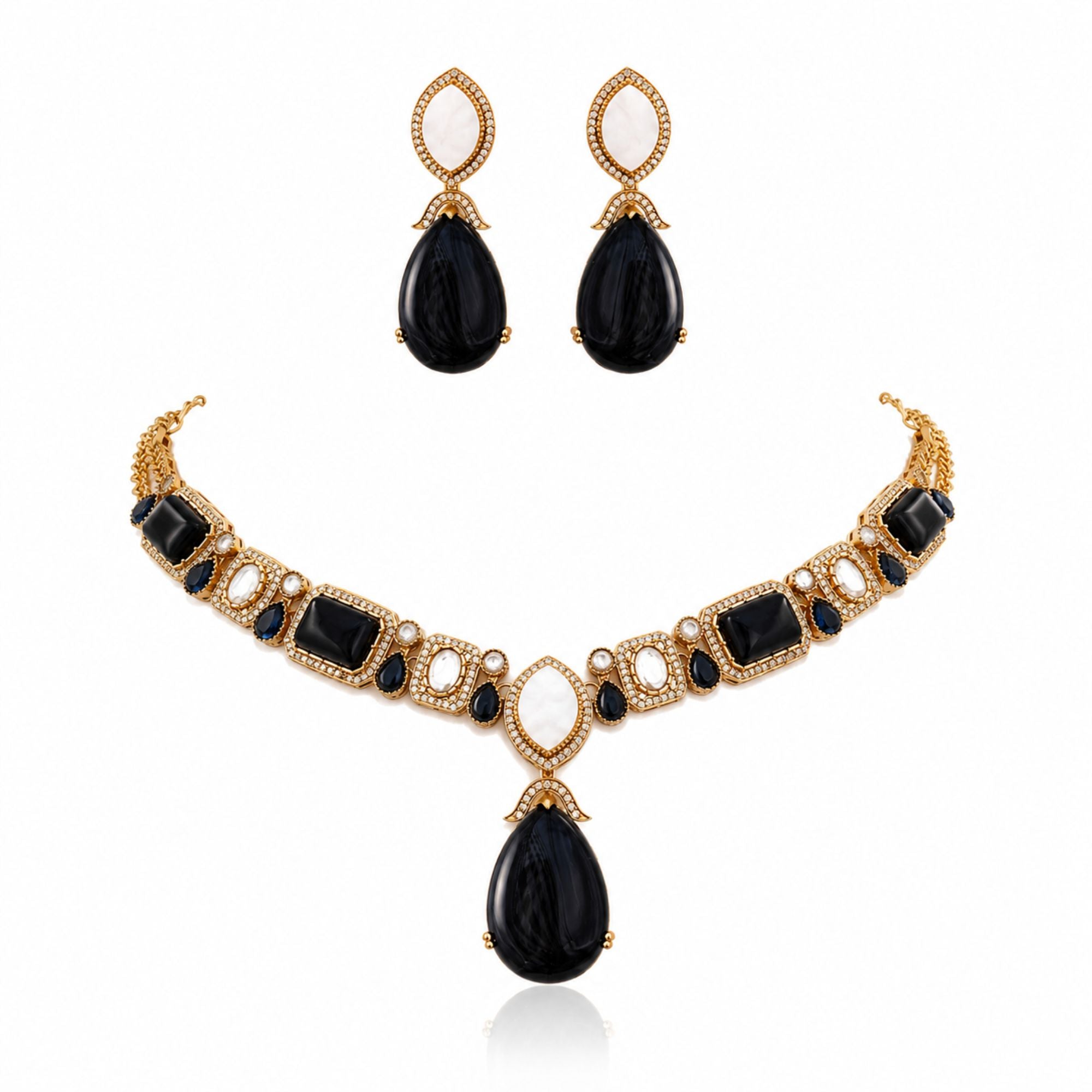 Neelambari Sapphire Kundan Necklace Set
