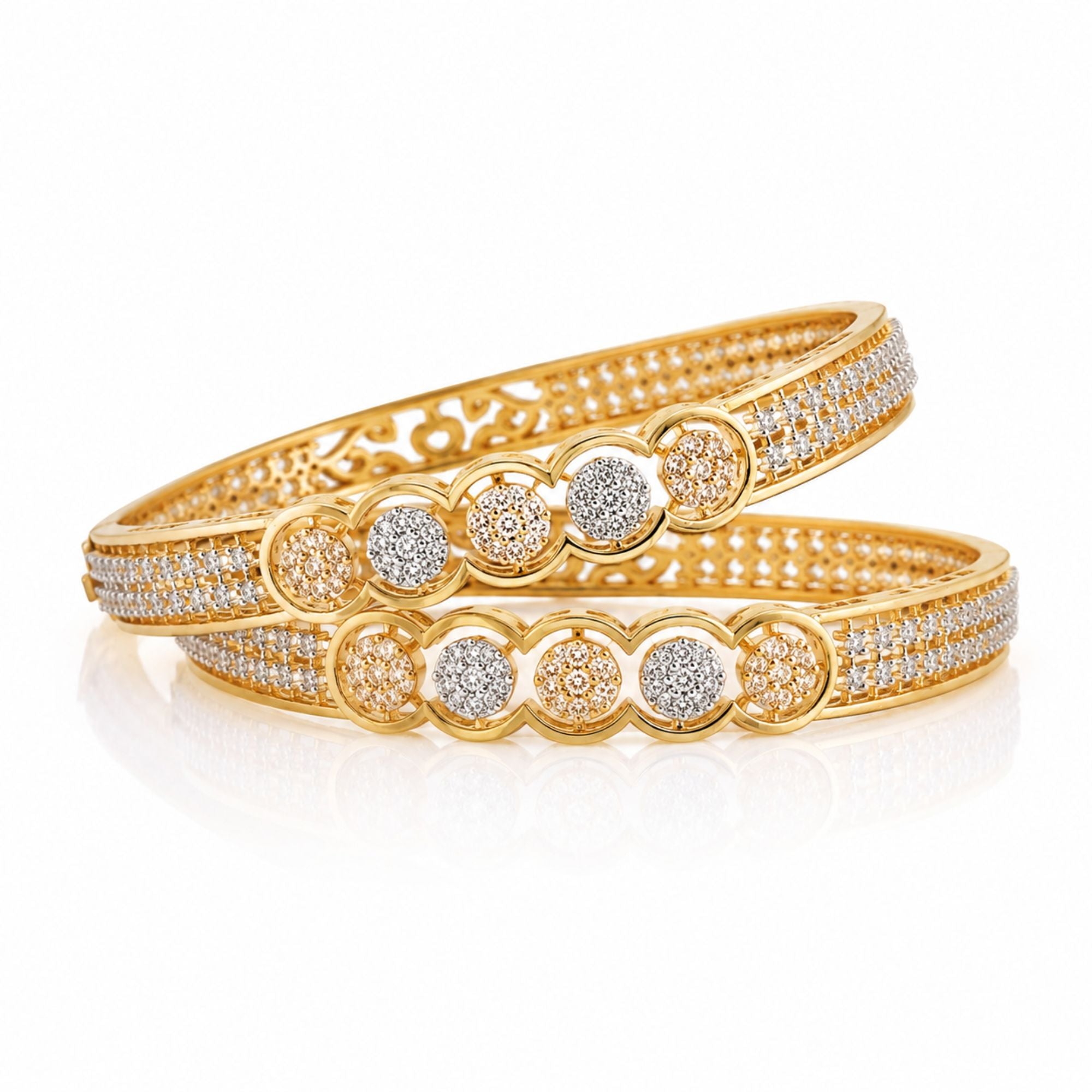 Dual Tone Circular Diamond Bangles