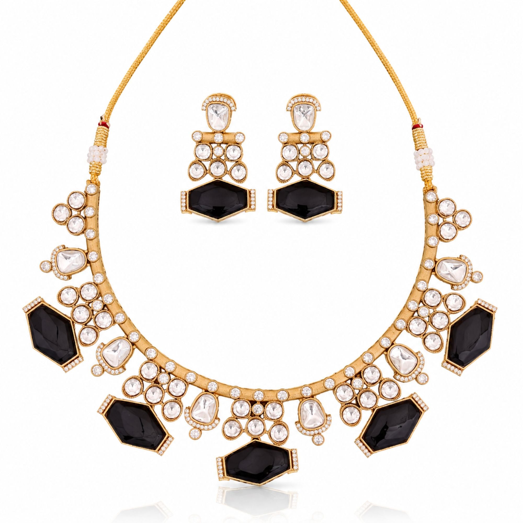 Shaan Black Kundan Necklace Set