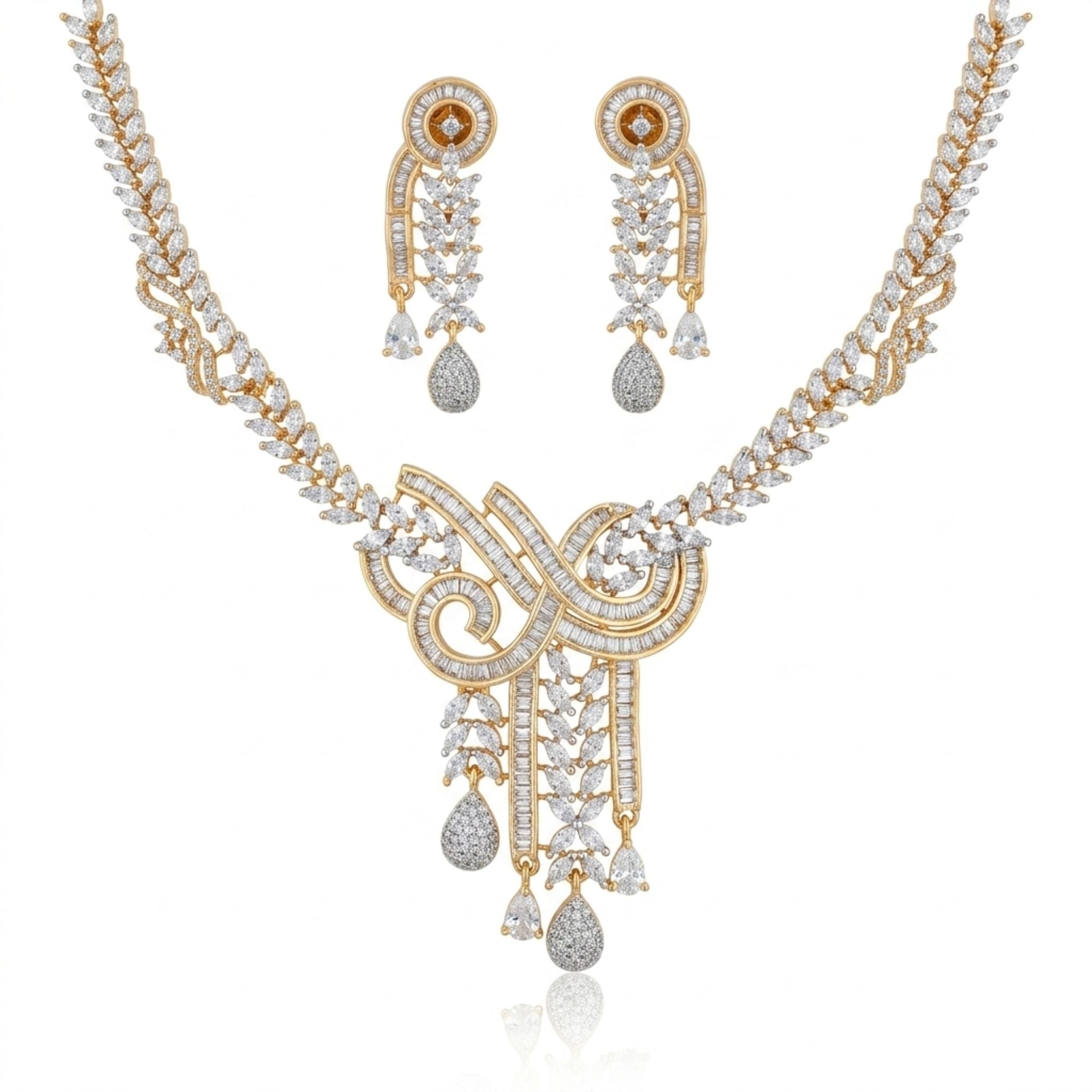 White CZ Statement Necklace Set | Bridal & Party Jewellery | Roz Jewellers