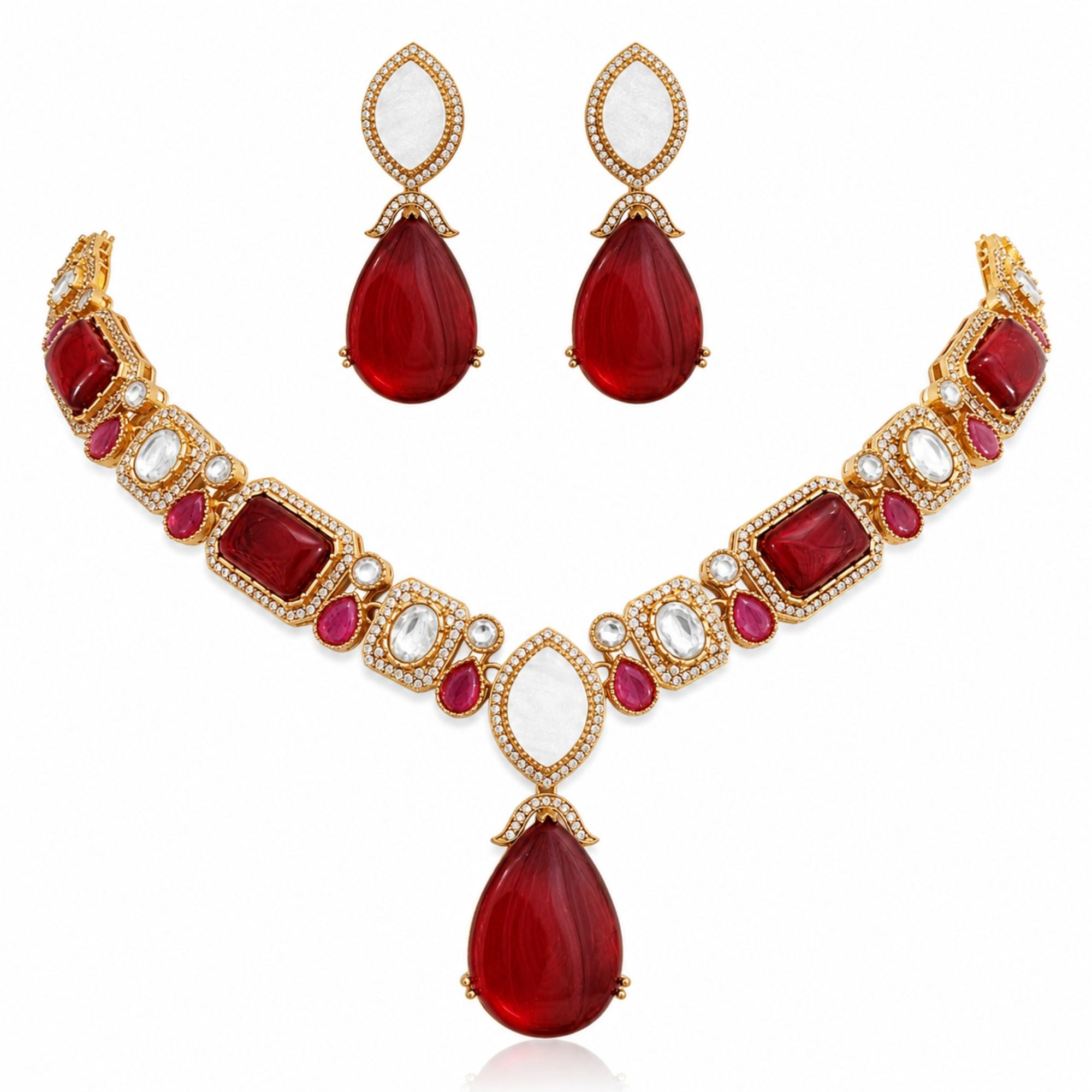 Ruby Manjari Kundan Elegance Set