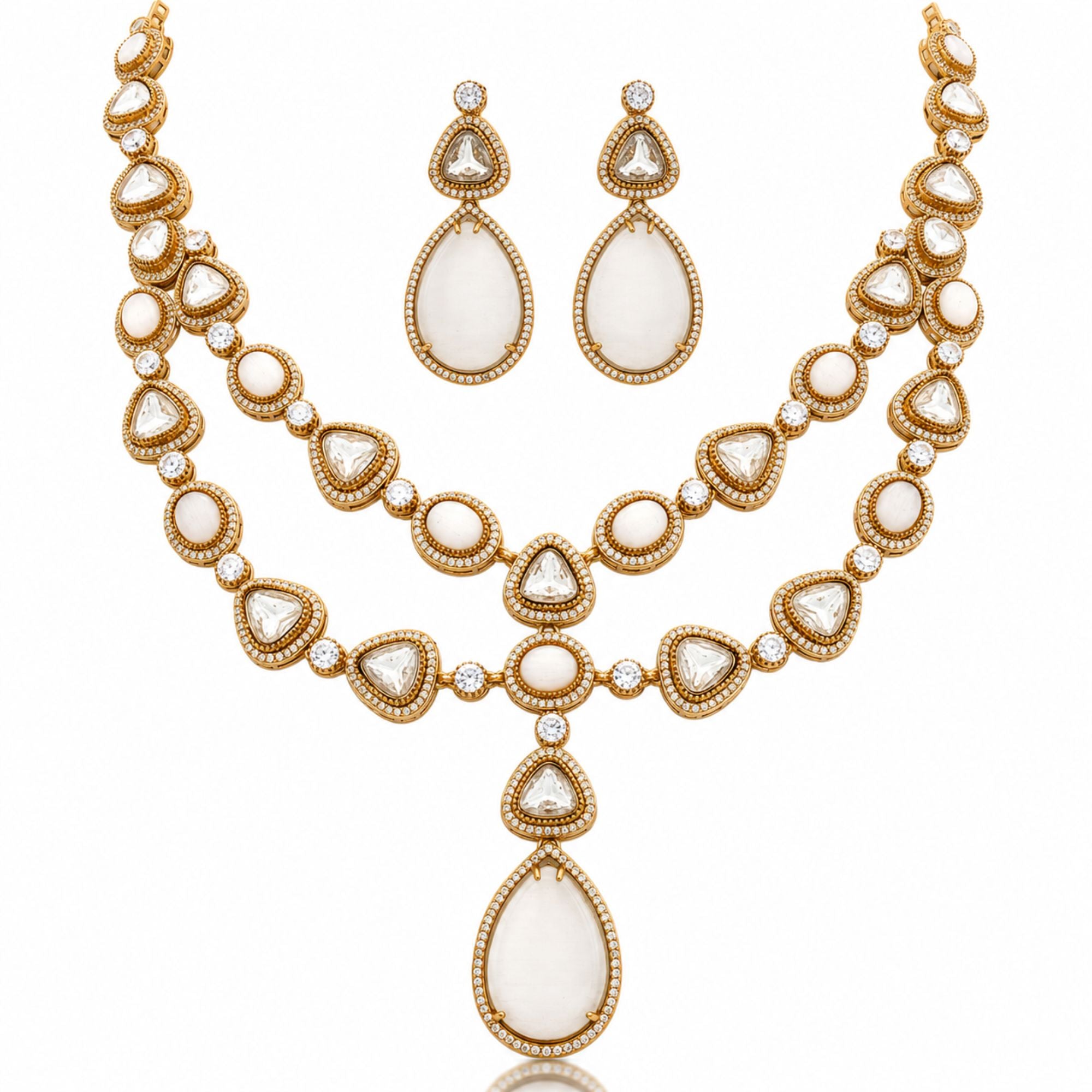 Maharani White Kundan Necklace Set