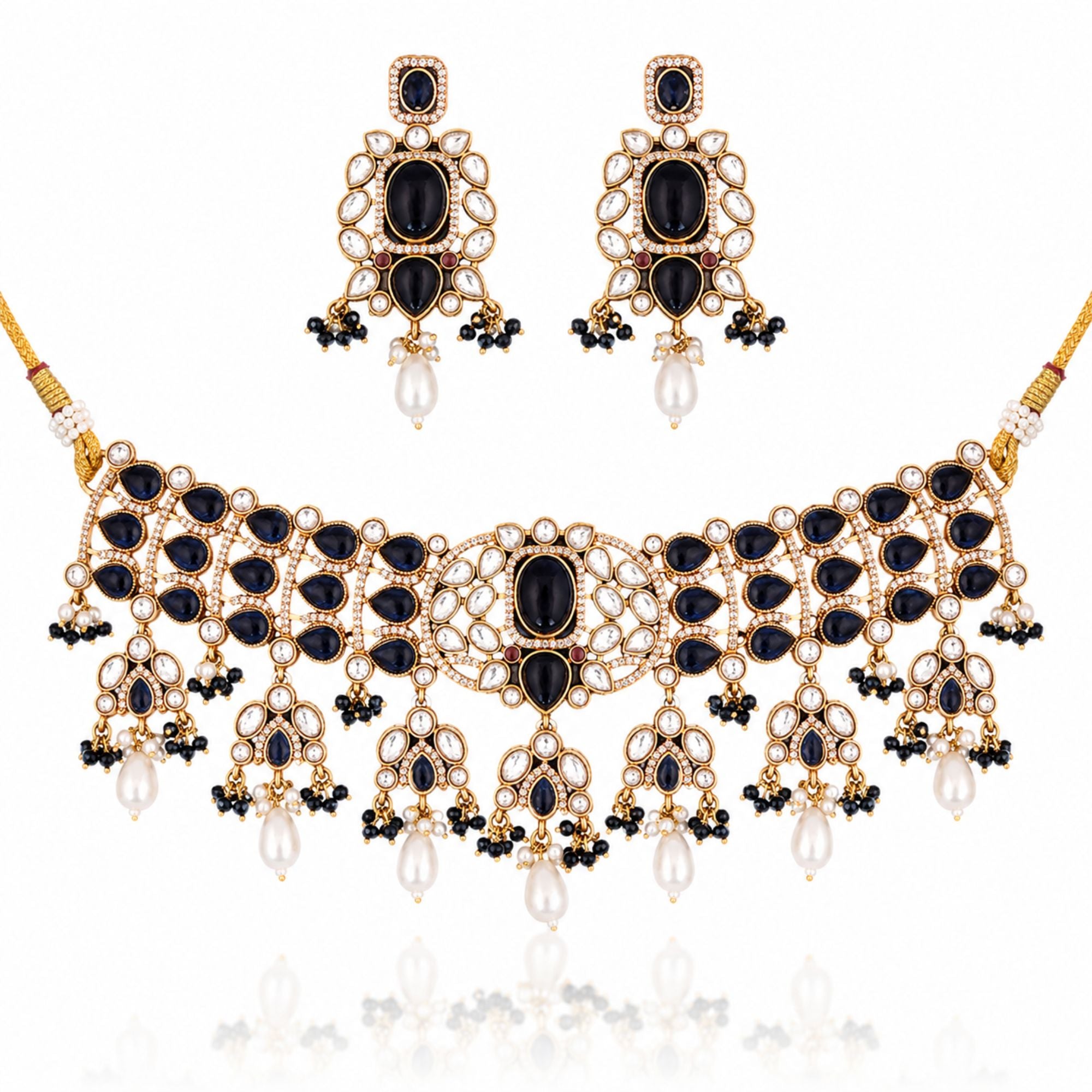 Neelam Blue Matt Choker Set