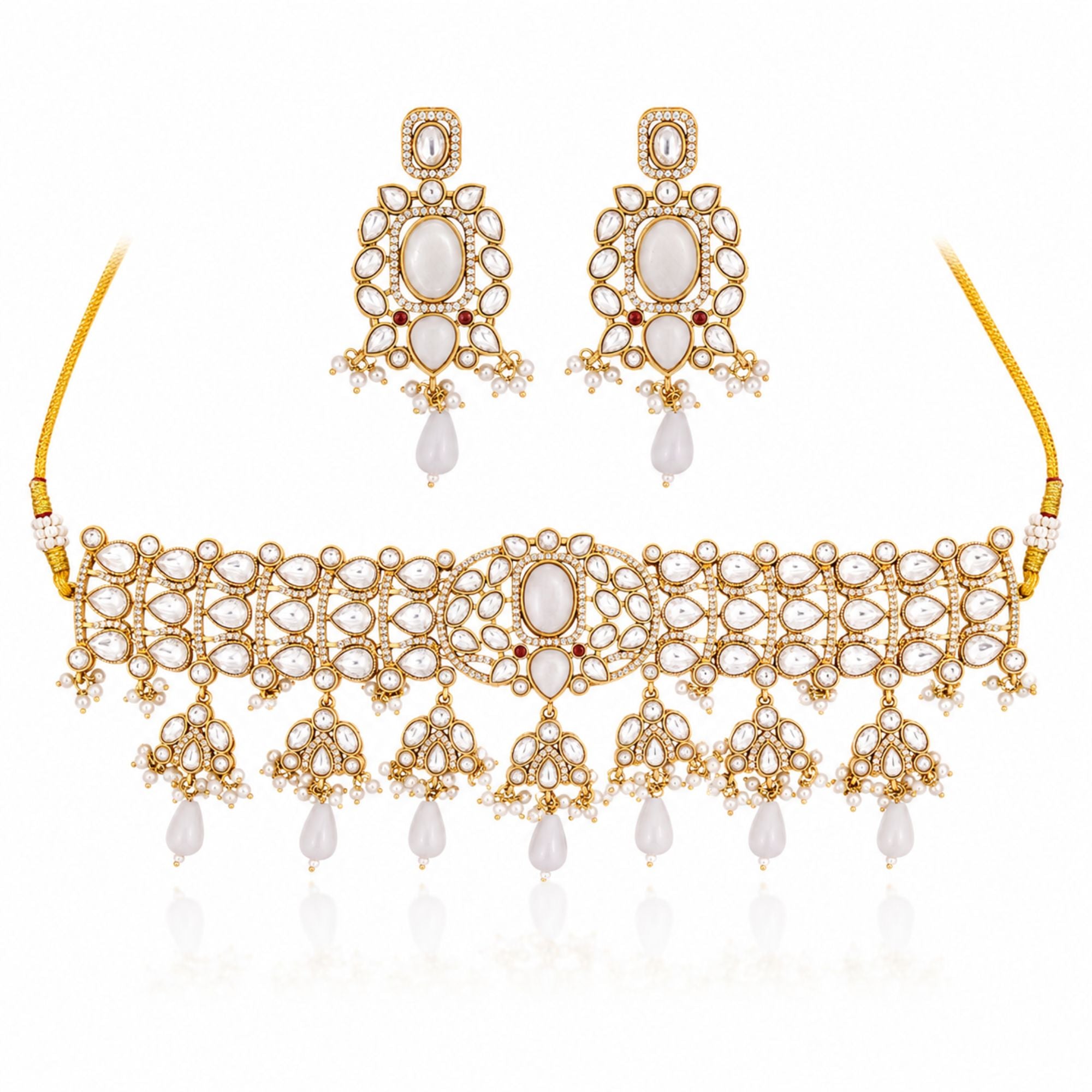 Ishaani White Matt Choker Set
