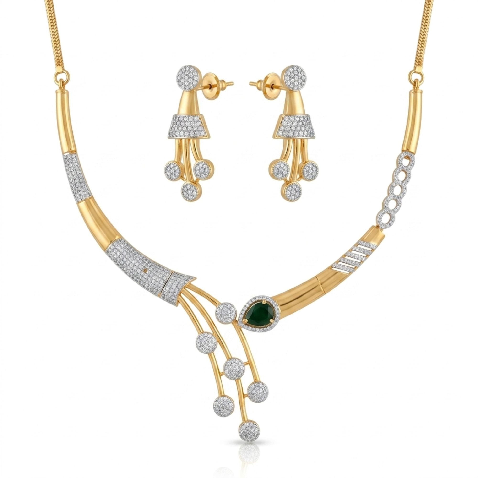 Zumrud Green CZ Necklace Set