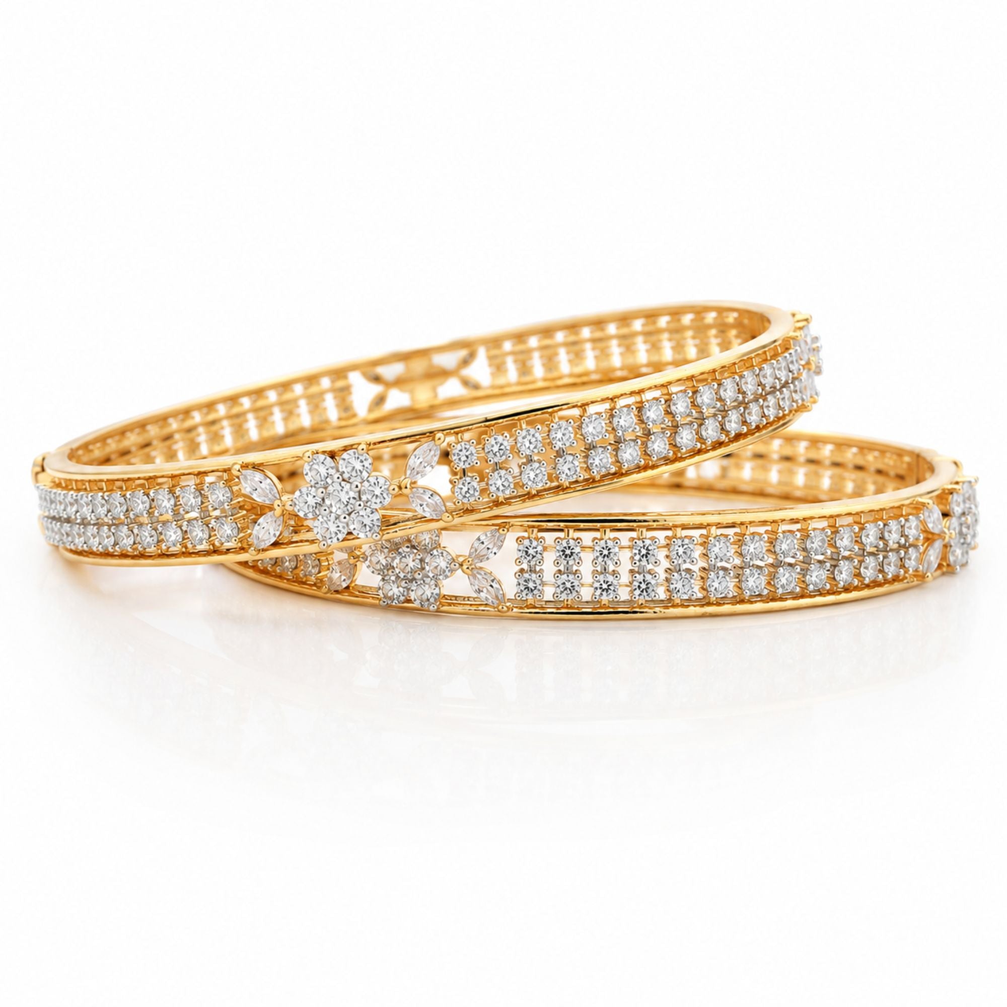 Anjum Elegant Floral Diamond Bangles