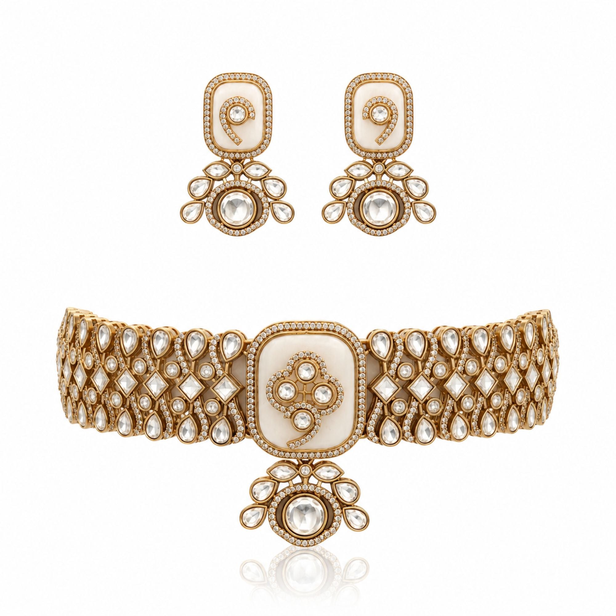 Safaid White Kundan Choker Set