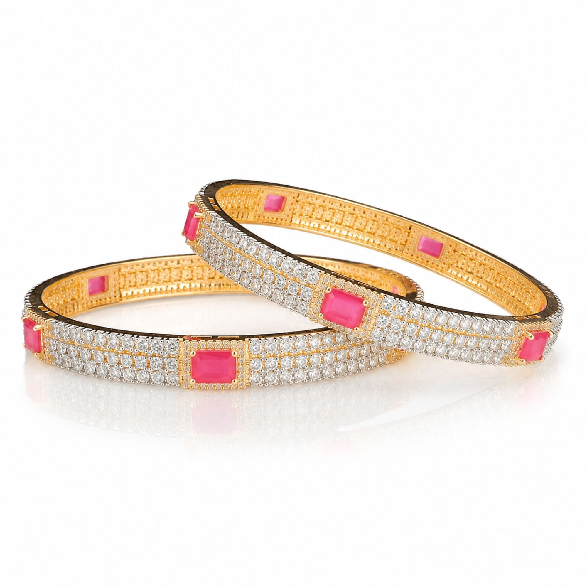 Khushnuma Ruby CZ Openable Bangles