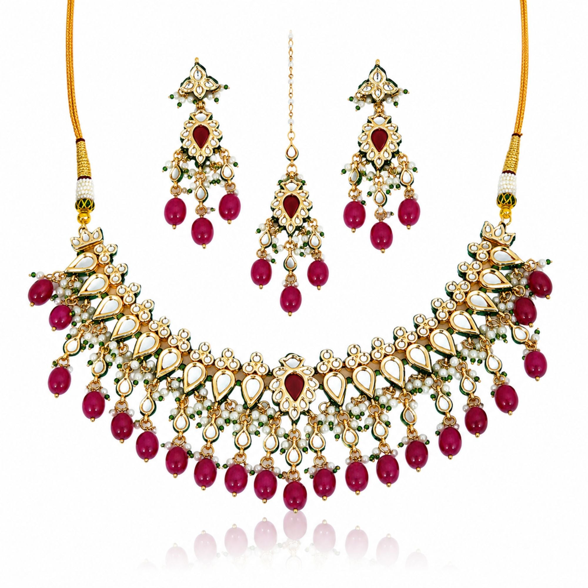 Roshni Meenakari Kundan Tikka Set