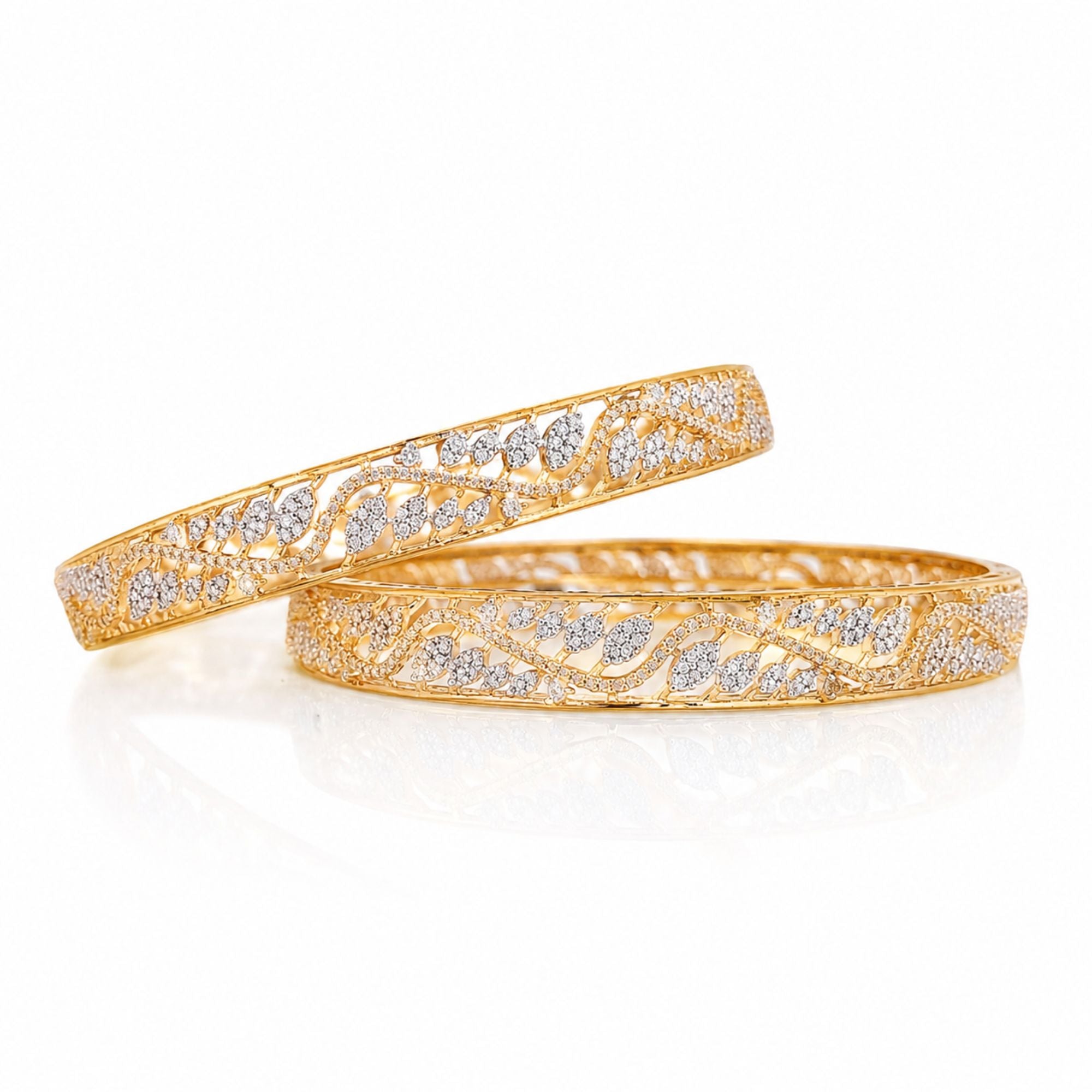 Huma Floral Vine Diamond Bangles
