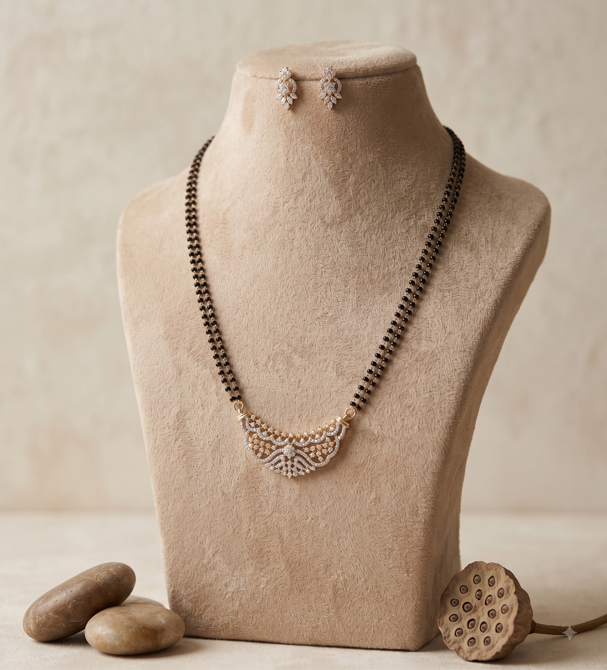 Amani American Diamond AD Mangalsutra Necklace Set Roz Jwellers.
