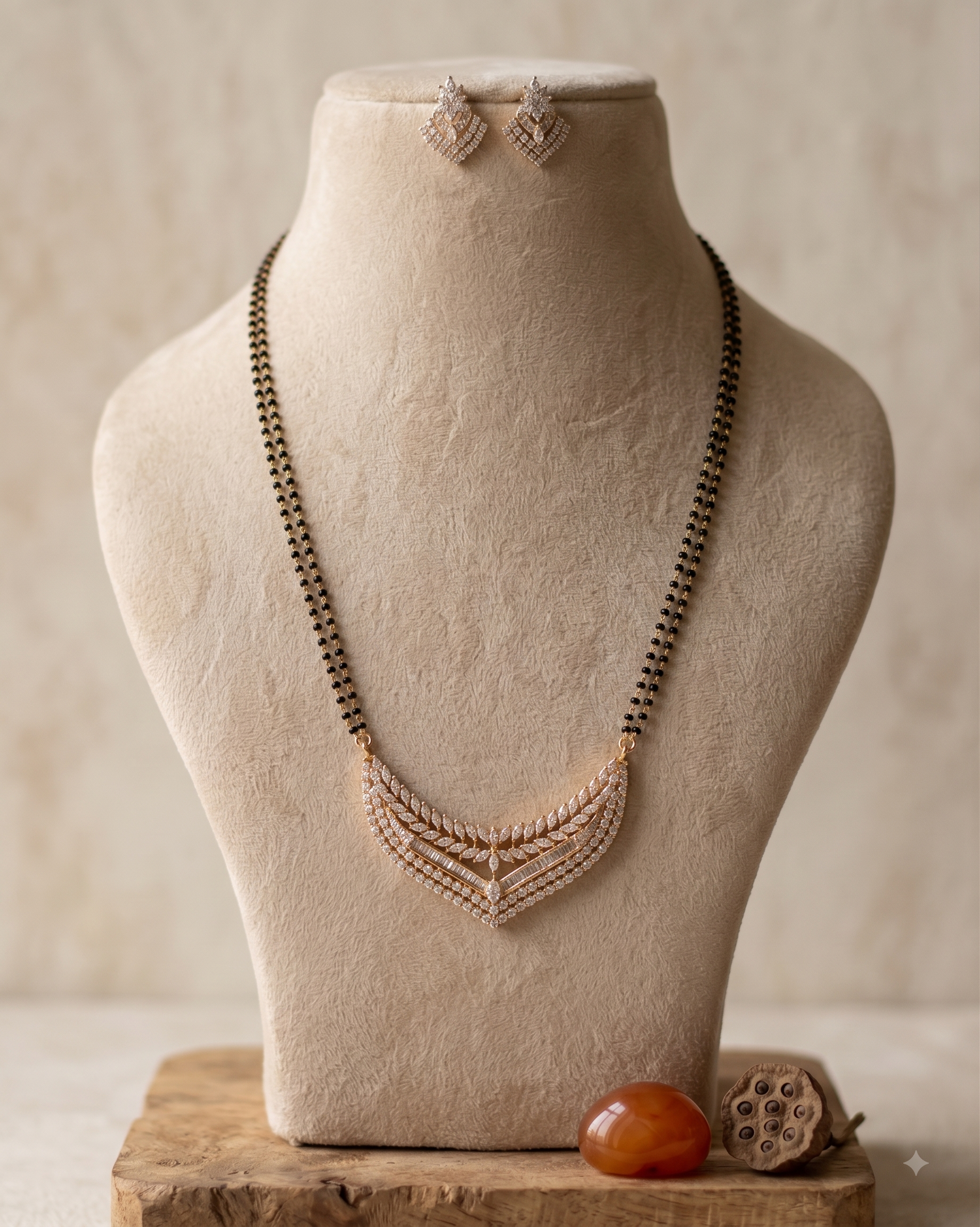 Sidra American Diamond AD Mangalsutra for Women Necklace Set Roz Jwellers.