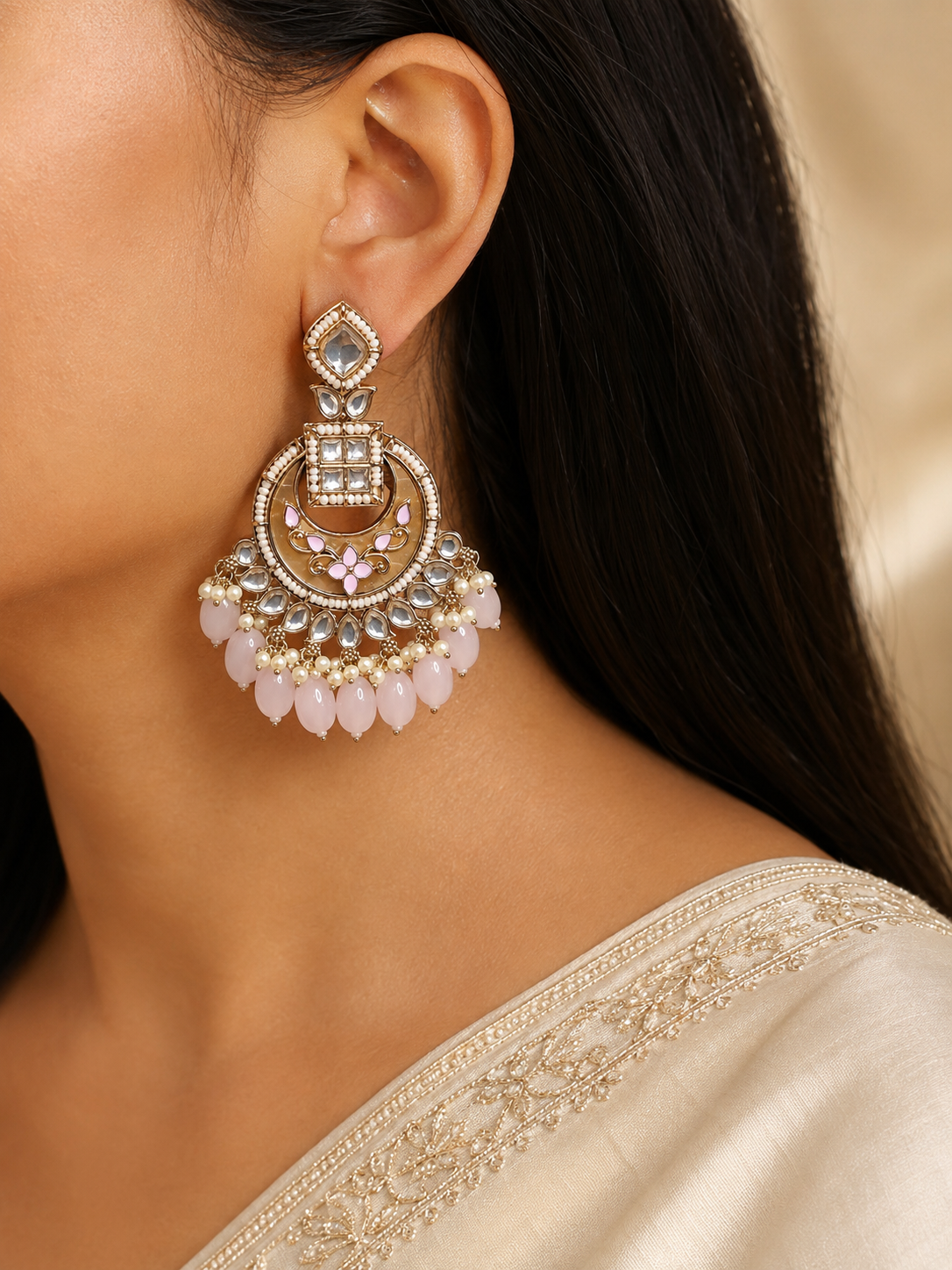 Fiza Bollywood New Kundan Earrings Royal Antique Gold Bridal Statement Jewelry Roz Jewellers