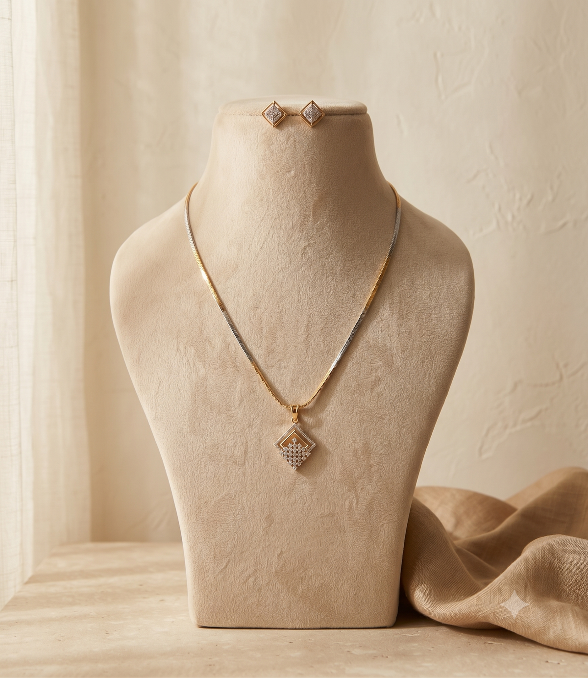 Designer AD Pendant Necklace American Diamond Jewellery for Women Roz Jewellers.