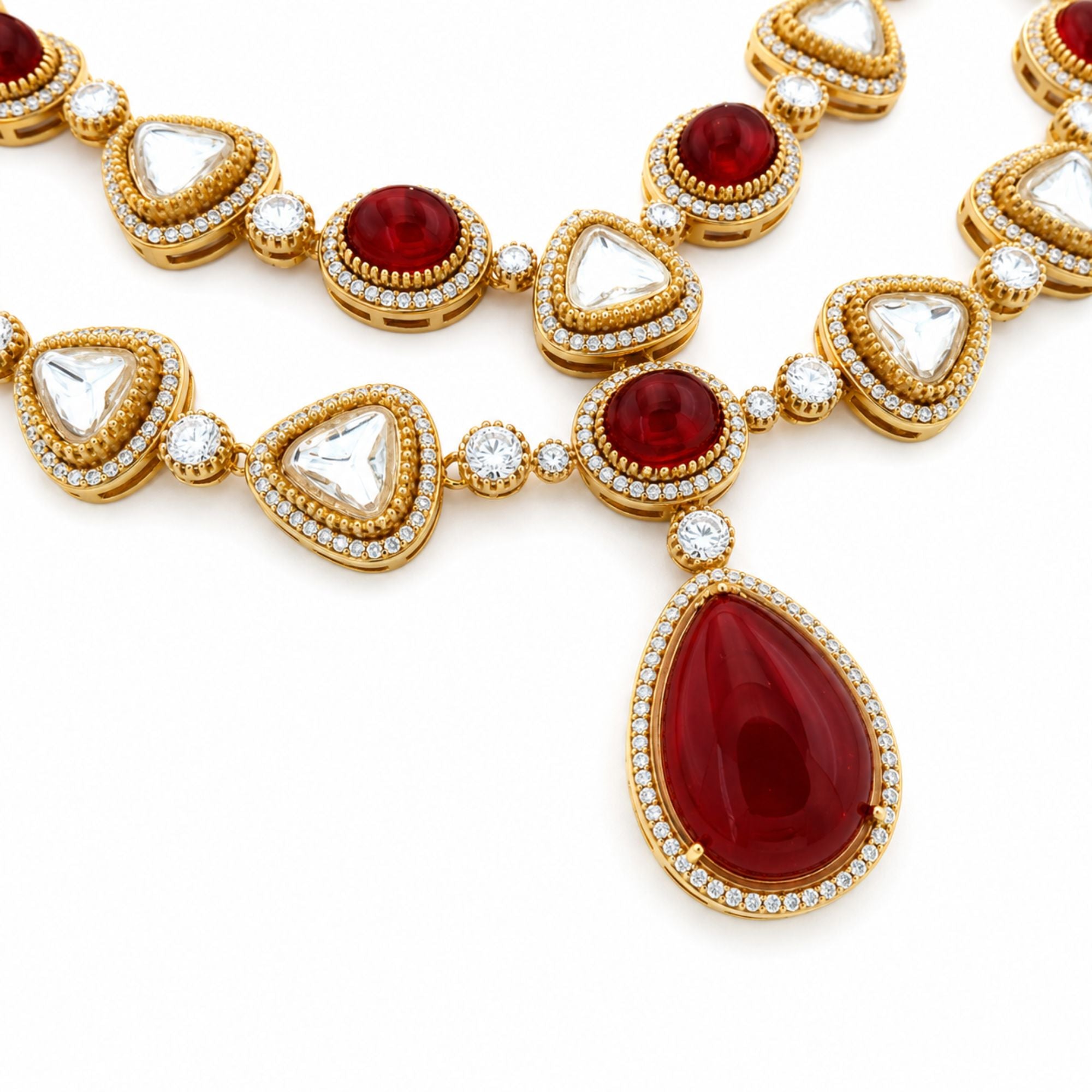 Rajwadi Ruby Heritage Kundan Set