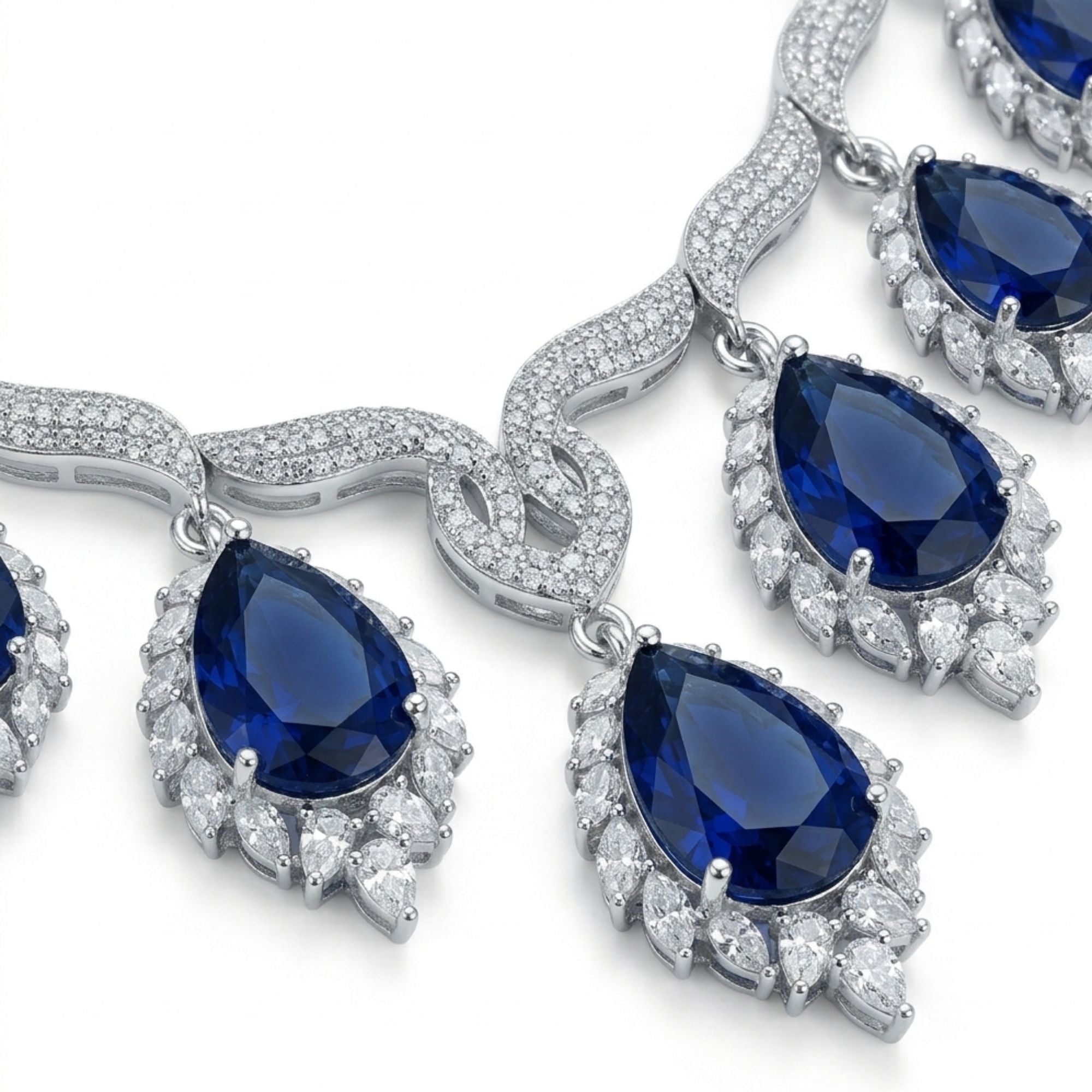Royal Purple Crystal & CZ Necklace Set | Gold Plated Party Jewellery | Roz Jewellers