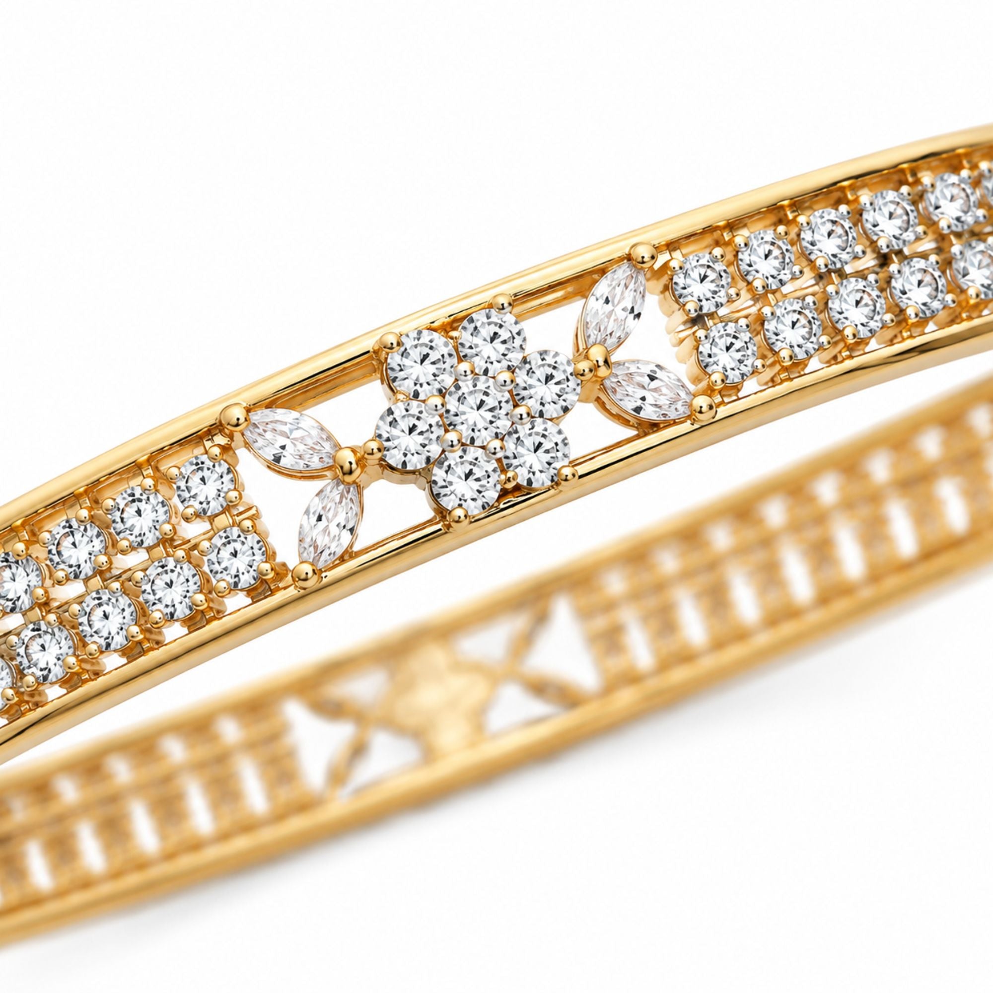 Anjum Elegant Floral Diamond Bangles