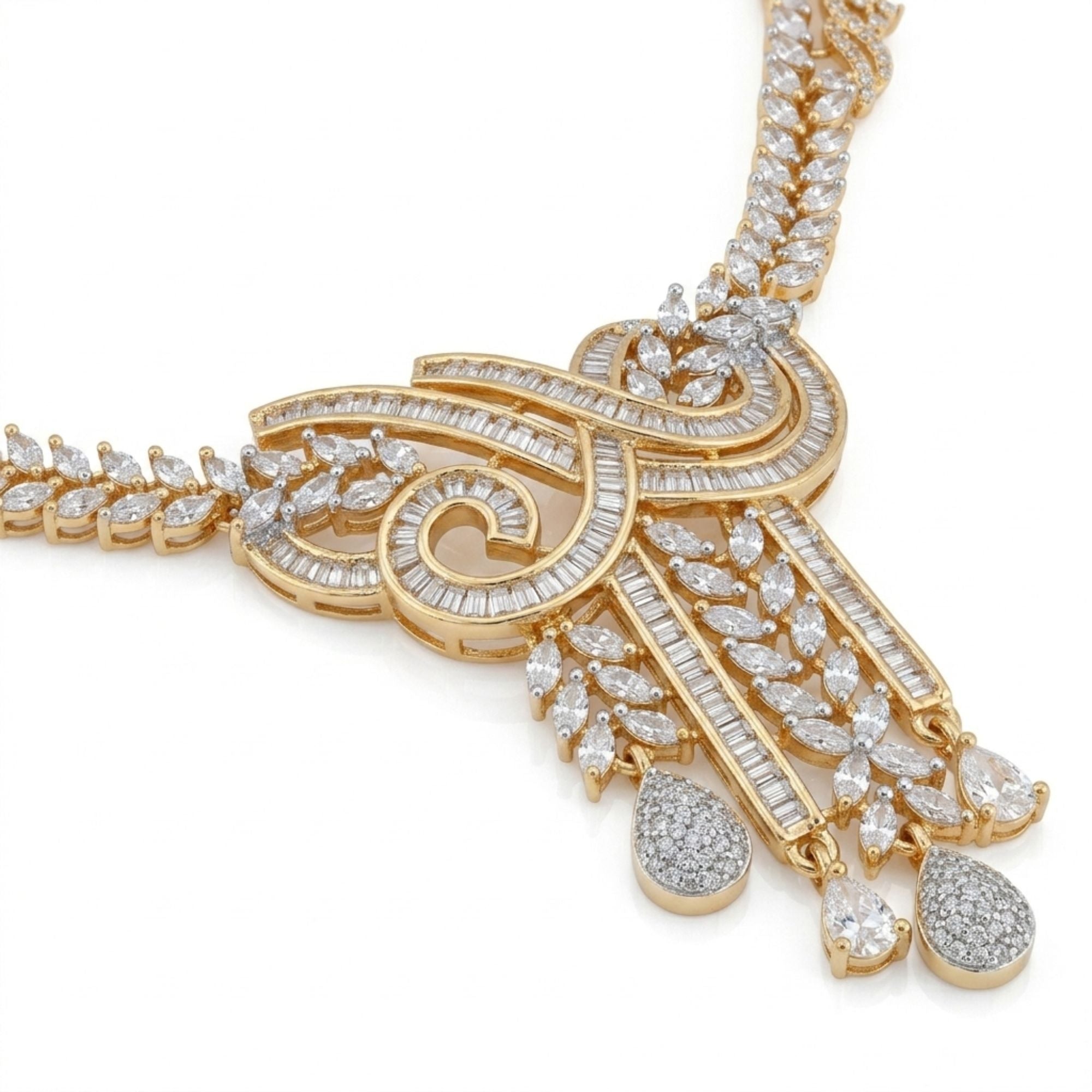 White CZ Statement Necklace Set | Bridal & Party Jewellery | Roz Jewellers