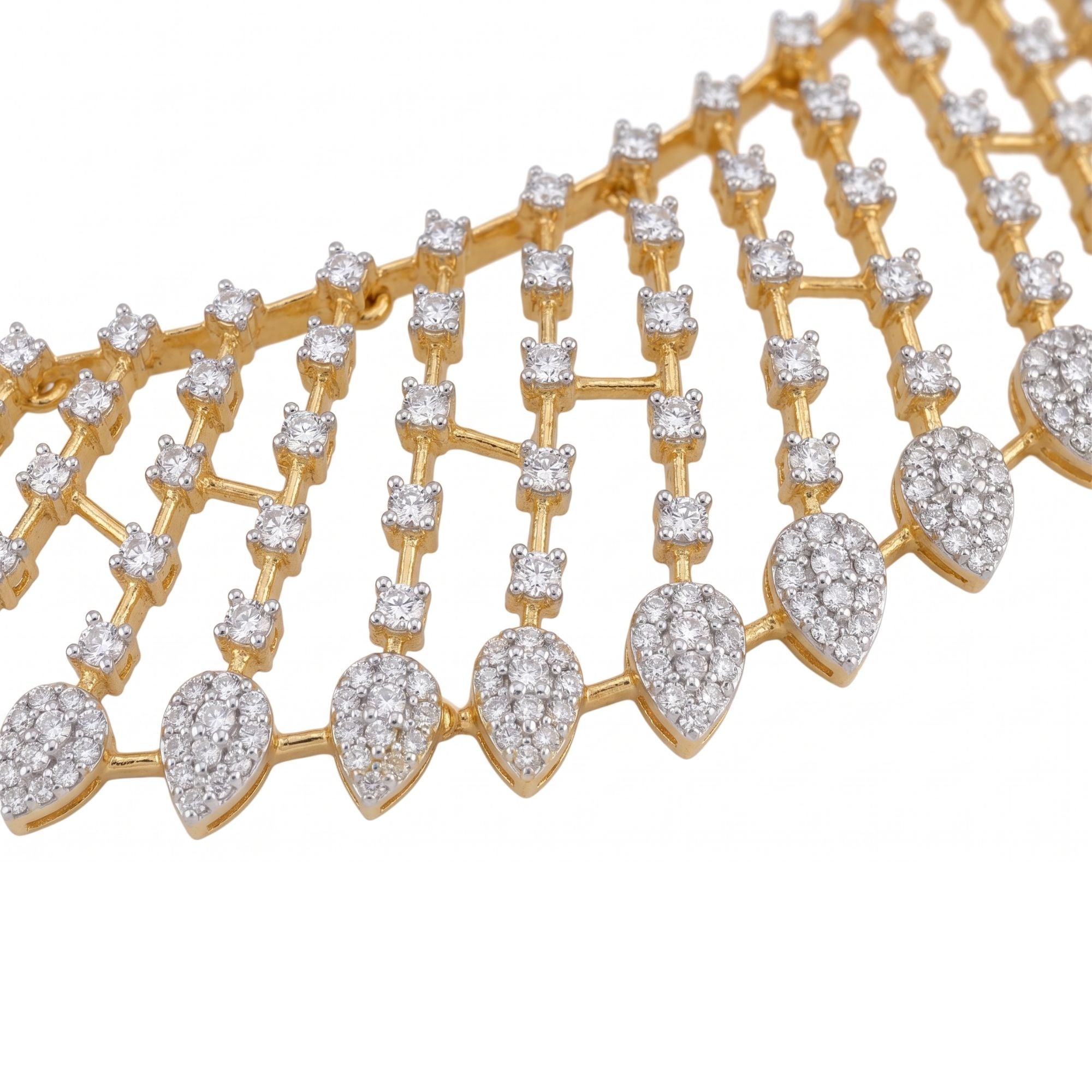 Cubic Zirconia Necklace & Earrings Set | Gold Tone Bridal Jewellery | Roz Jewellers