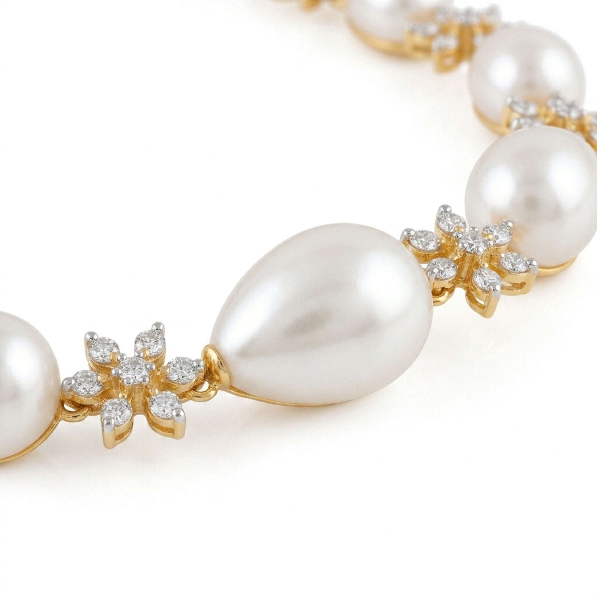 Classic White Pearl Long Necklace & Earrings Set | Gold Plated | Roz Jewellers