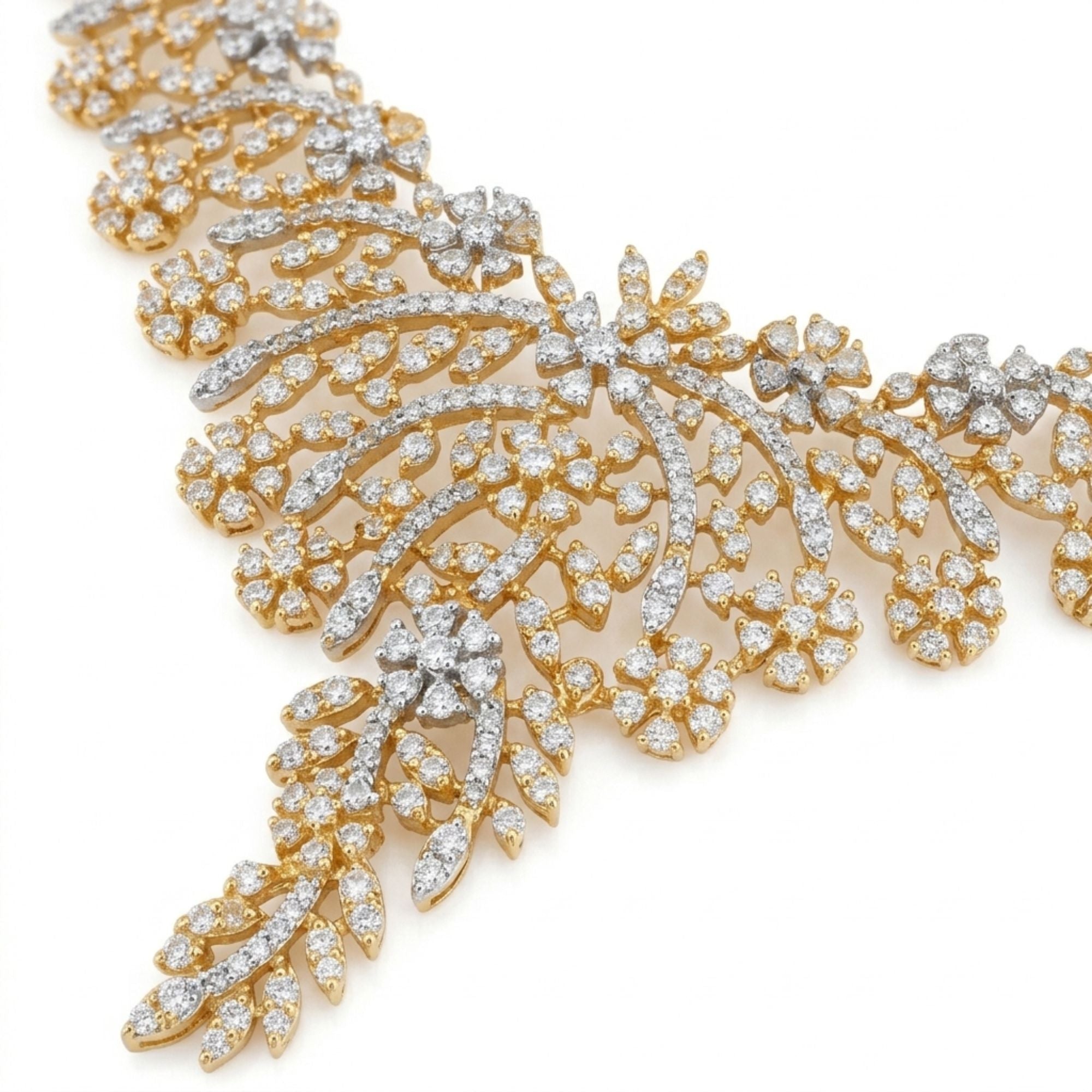 Gold Plated CZ Necklace & Earrings Set | Elegant Bridal Jewellery | Roz Jewellers