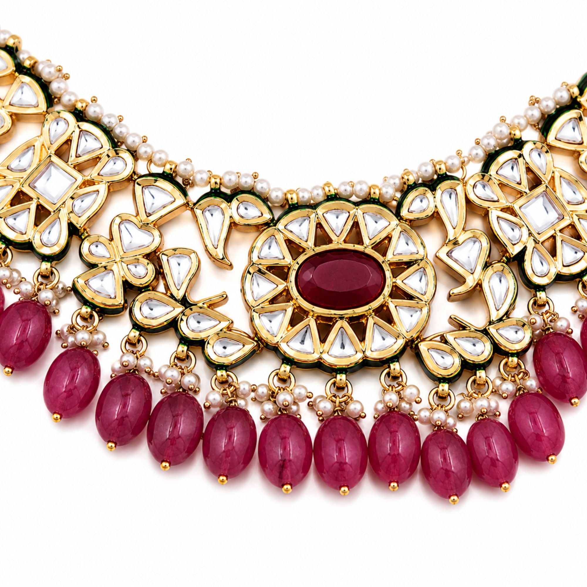 Gulnaar Pink Kundan Necklace Set