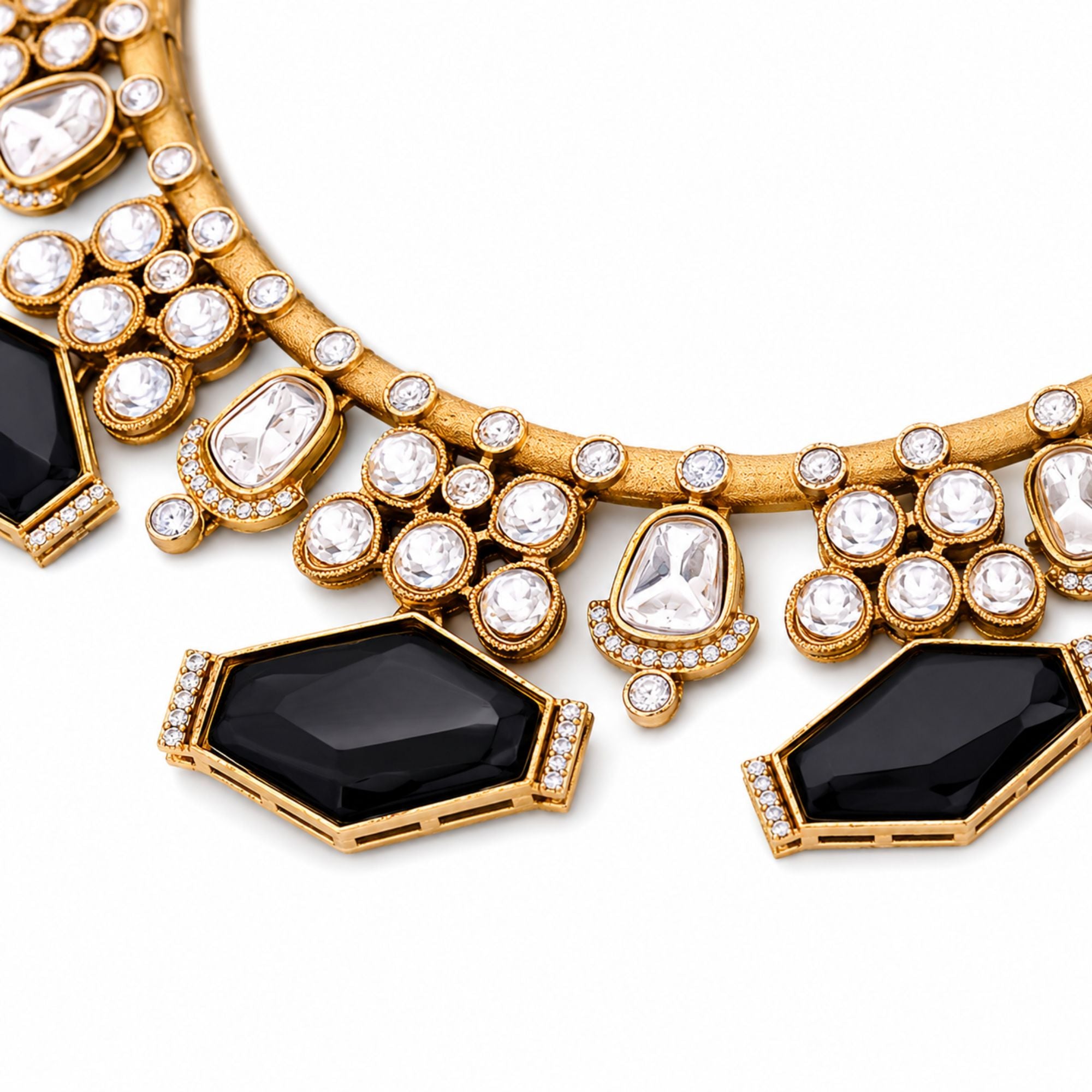 Shaan Black Kundan Necklace Set