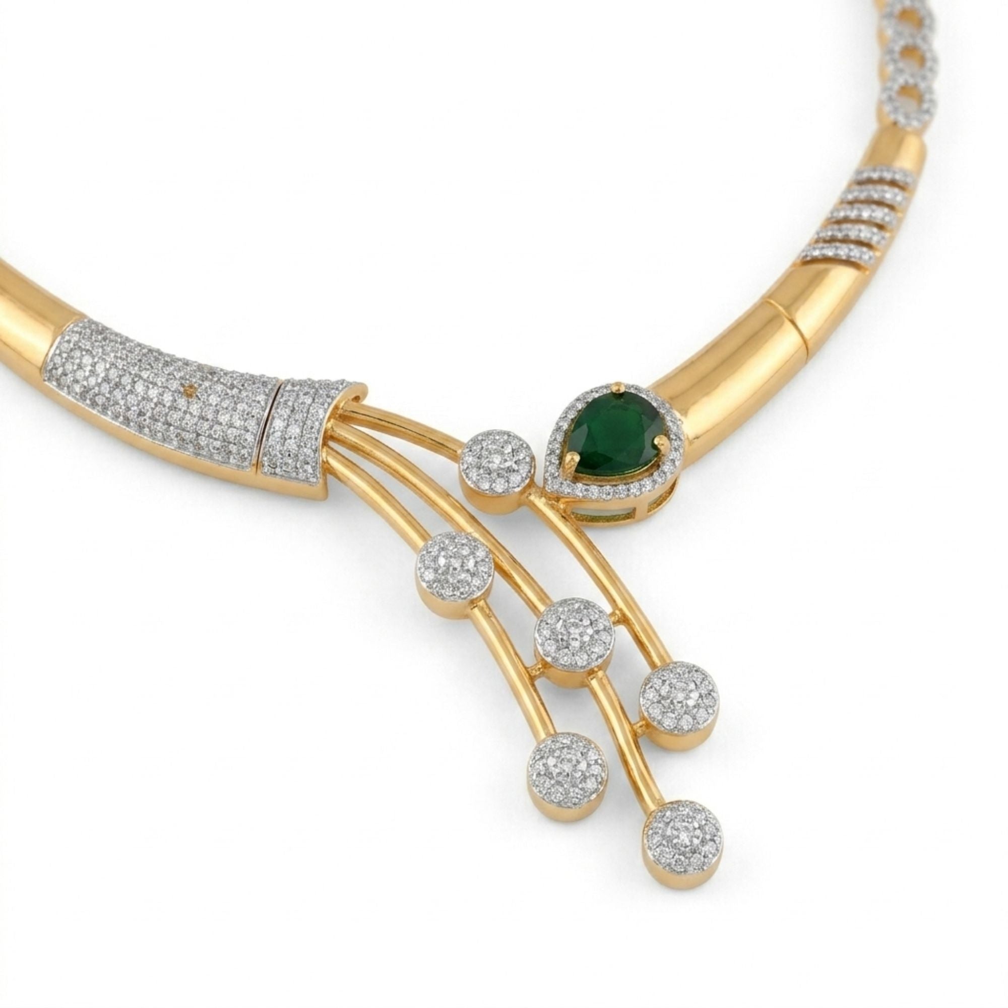 Zumrud Green CZ Necklace Set