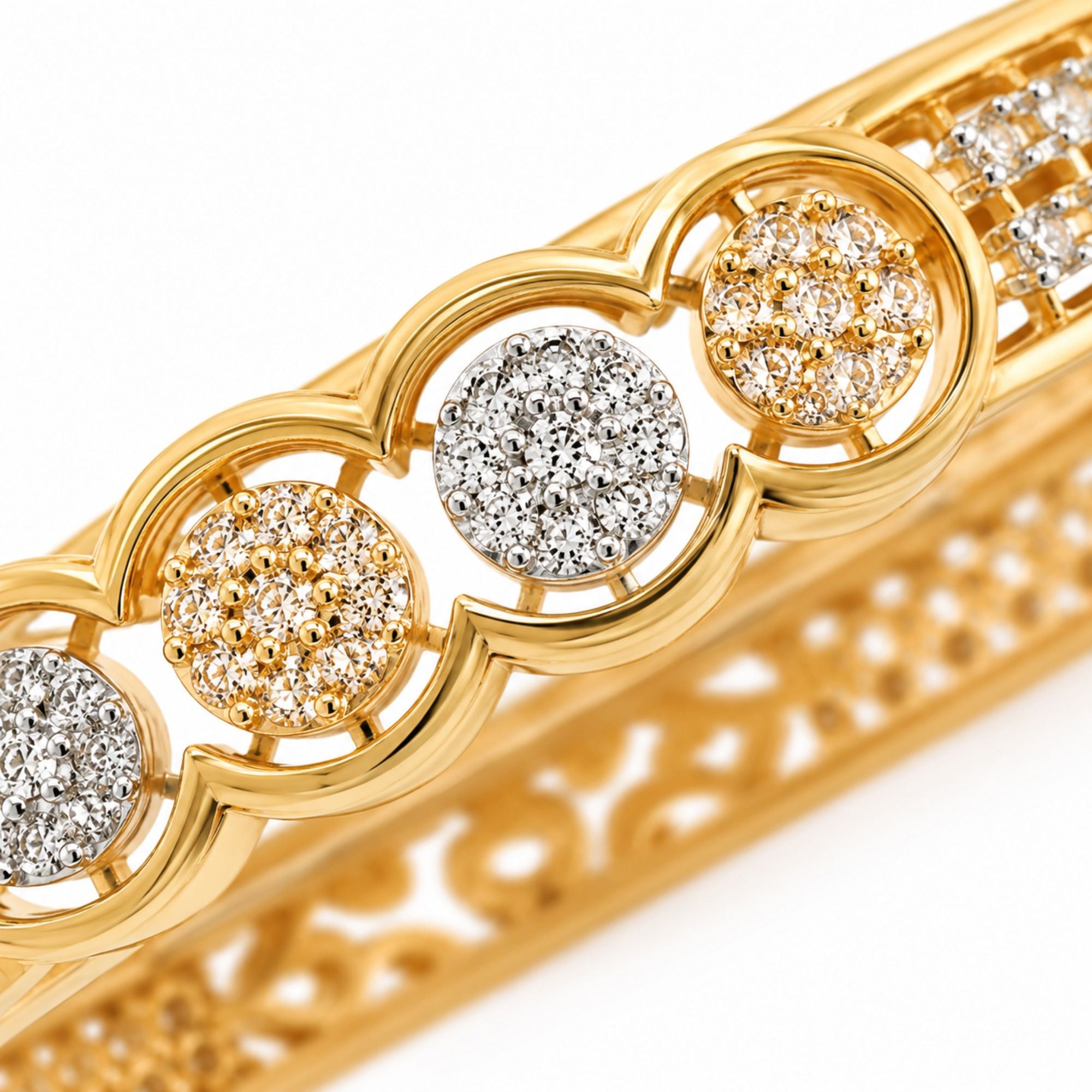 Dual Tone Circular Diamond Bangles