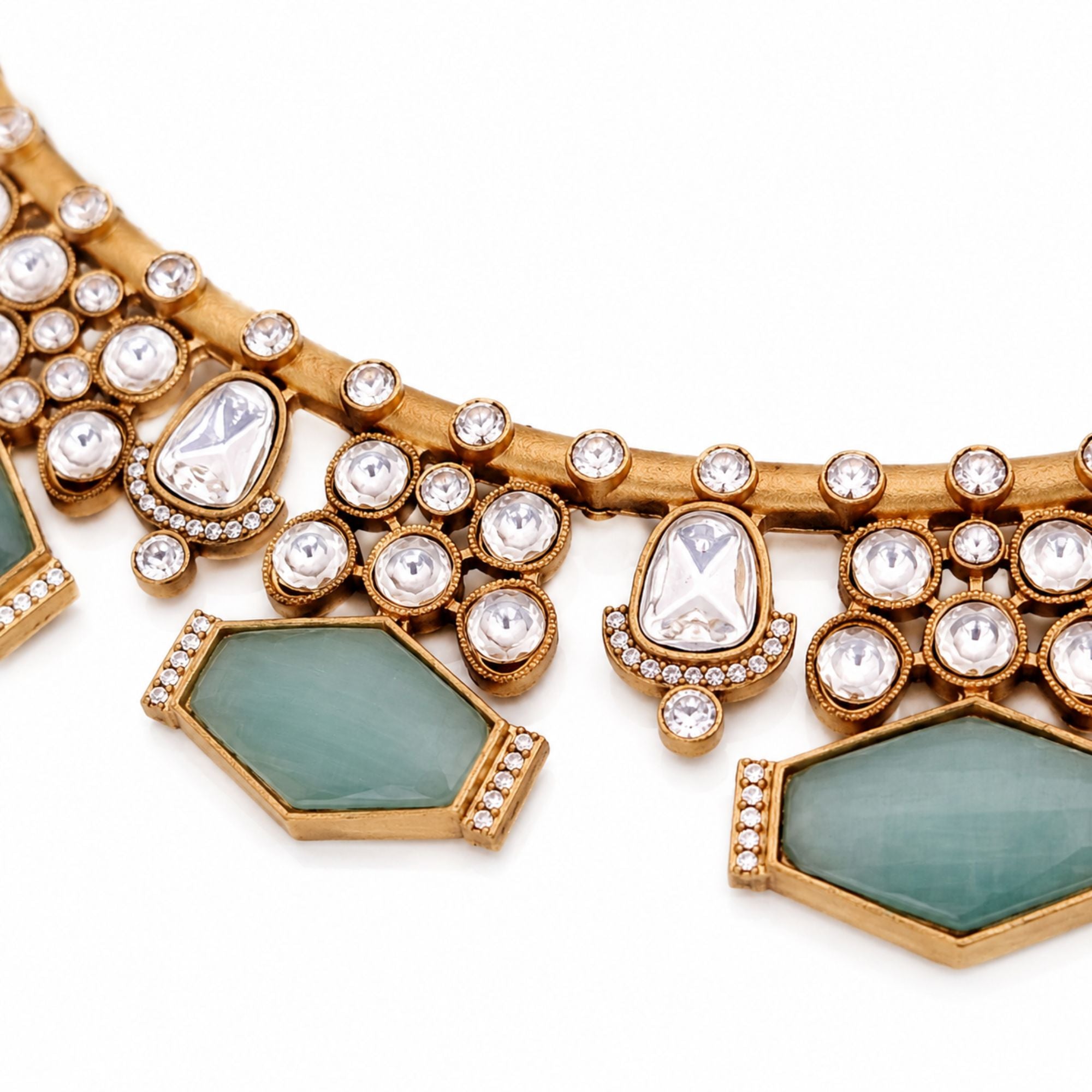 Nazakat Mint Kundan Necklace Set