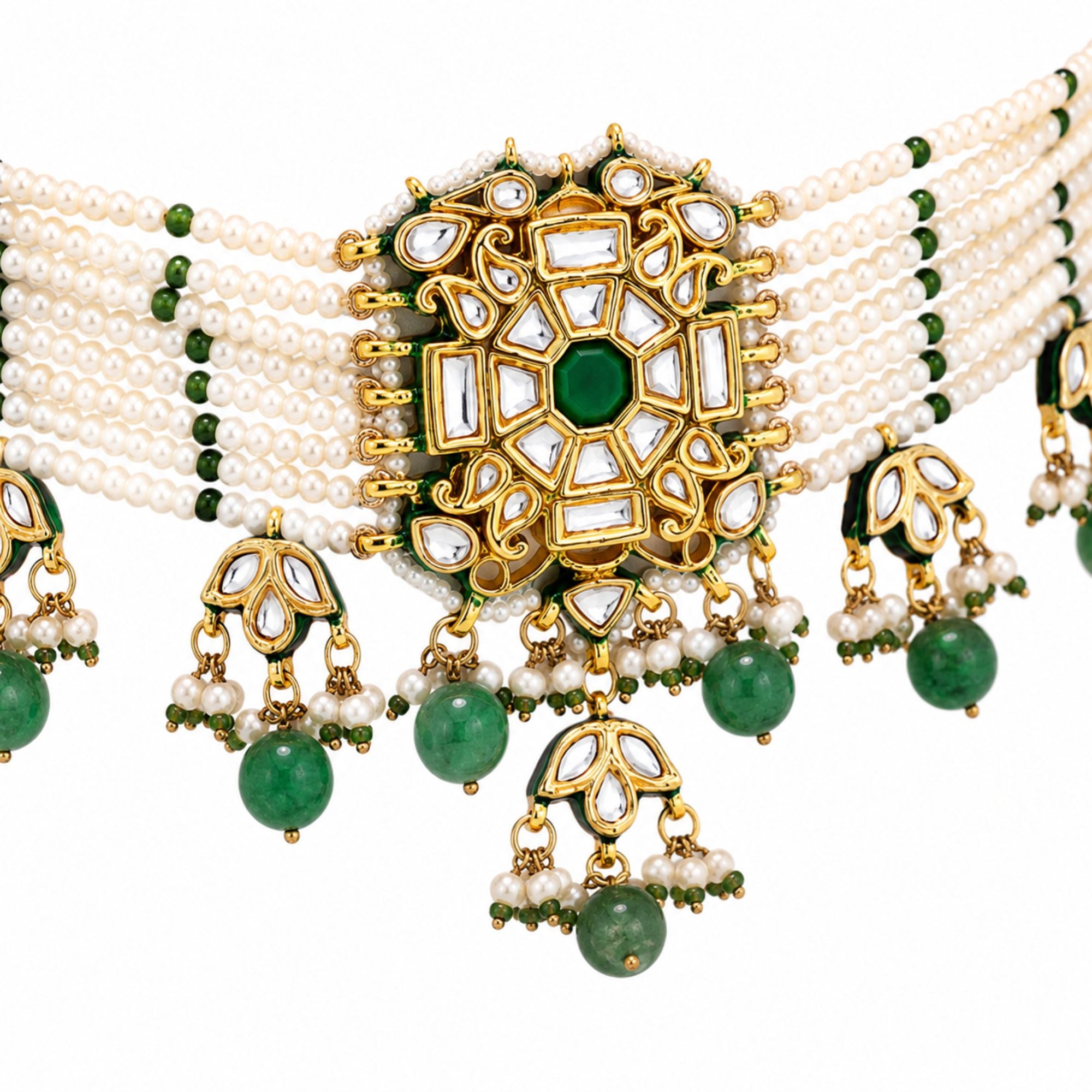Panna Emerald Kundan Choker Set
