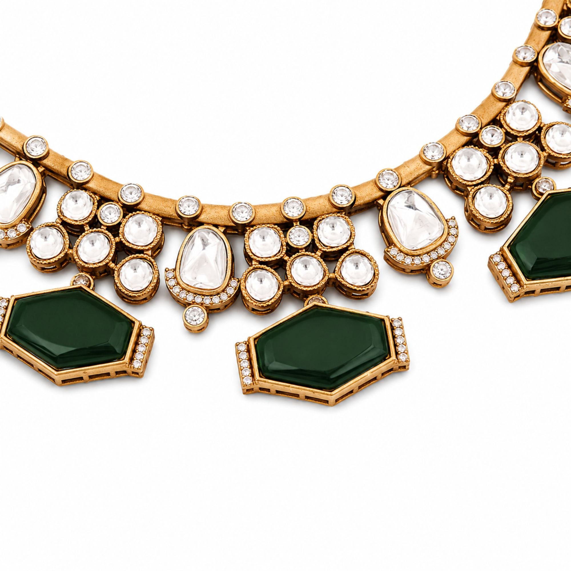 Rajwaadi Green Kundan Bridal Set