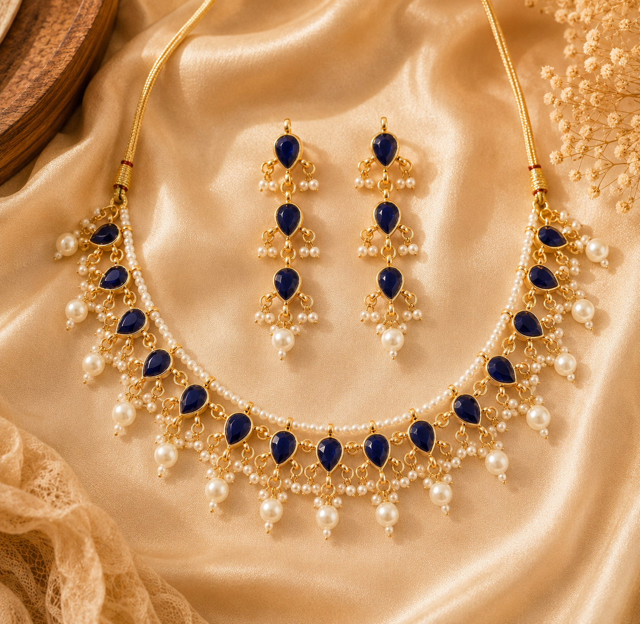 Kundan bridesmaid jewelry wedding necklace for women gold plated pearls