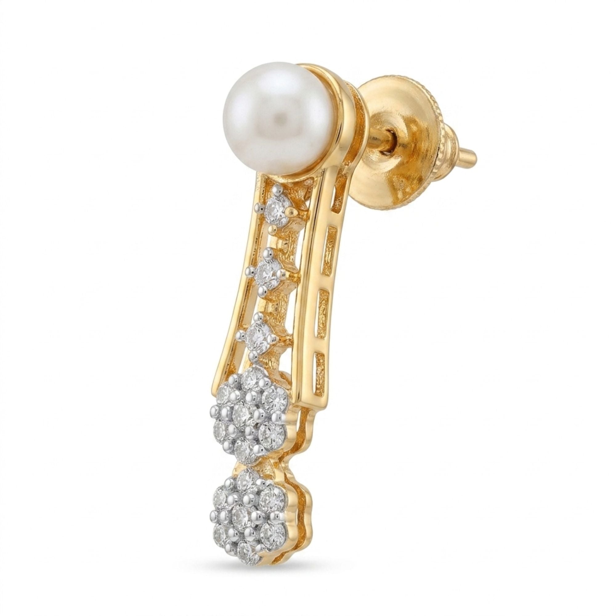 White Pearl Necklace & Earrings Set | Gold-Plated Brass | Minimal Classic Design | Daily Wear, Ethnic & Festive Occasion Jewellery for Women | Roz Jewellers