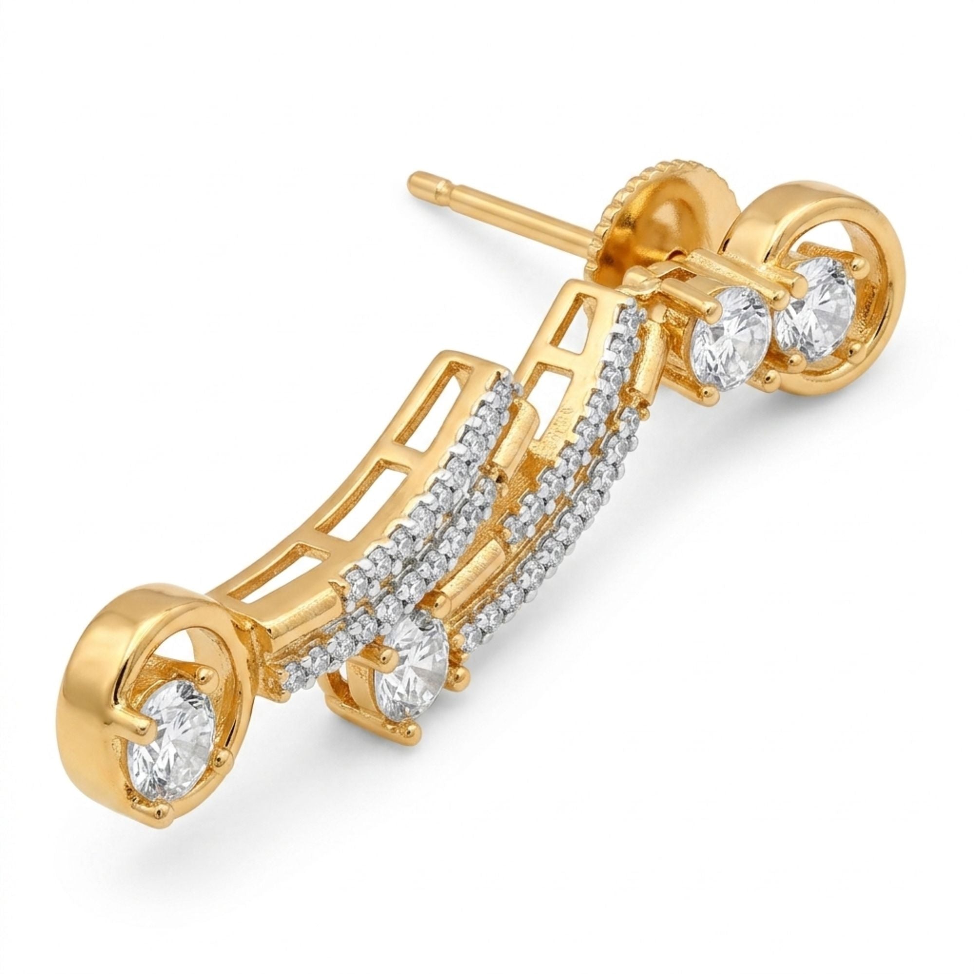 White CZ Long Necklace & Earrings Set | Gold Plated Bridal Jewellery | Roz Jewellers
