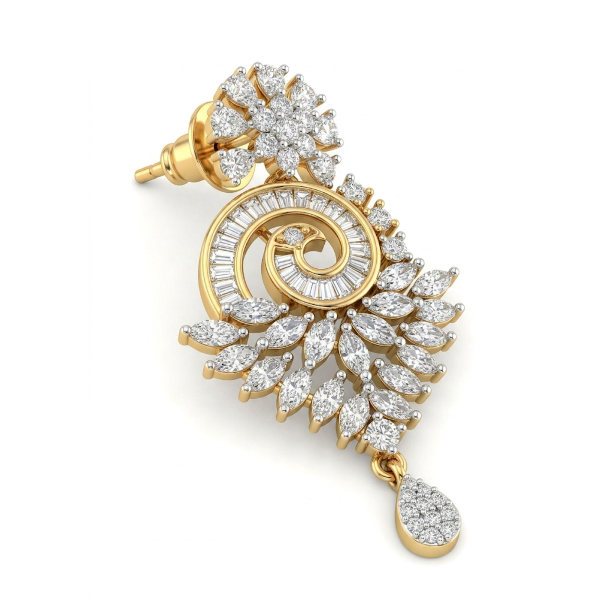 Gold-Plated Cubic Zirconia Necklace & Earrings Set | American Diamond Statement Jewellery | Brass | Ethnic & Party Wear | Roz Jewellers