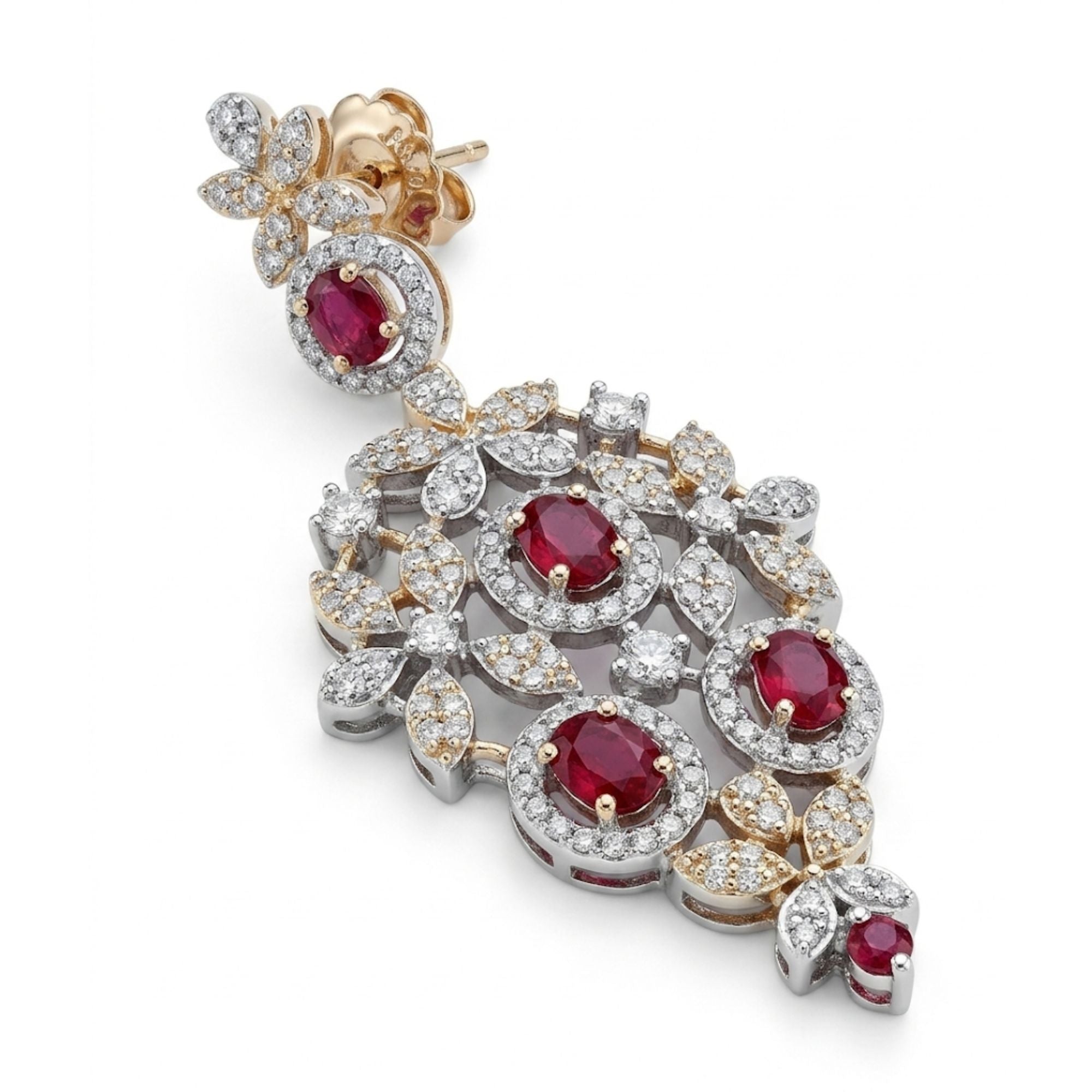 Indian CZ & Ruby Stone Necklace & Earrings Set | Gold Plated Bridal Jewellery | Roz Jewellers