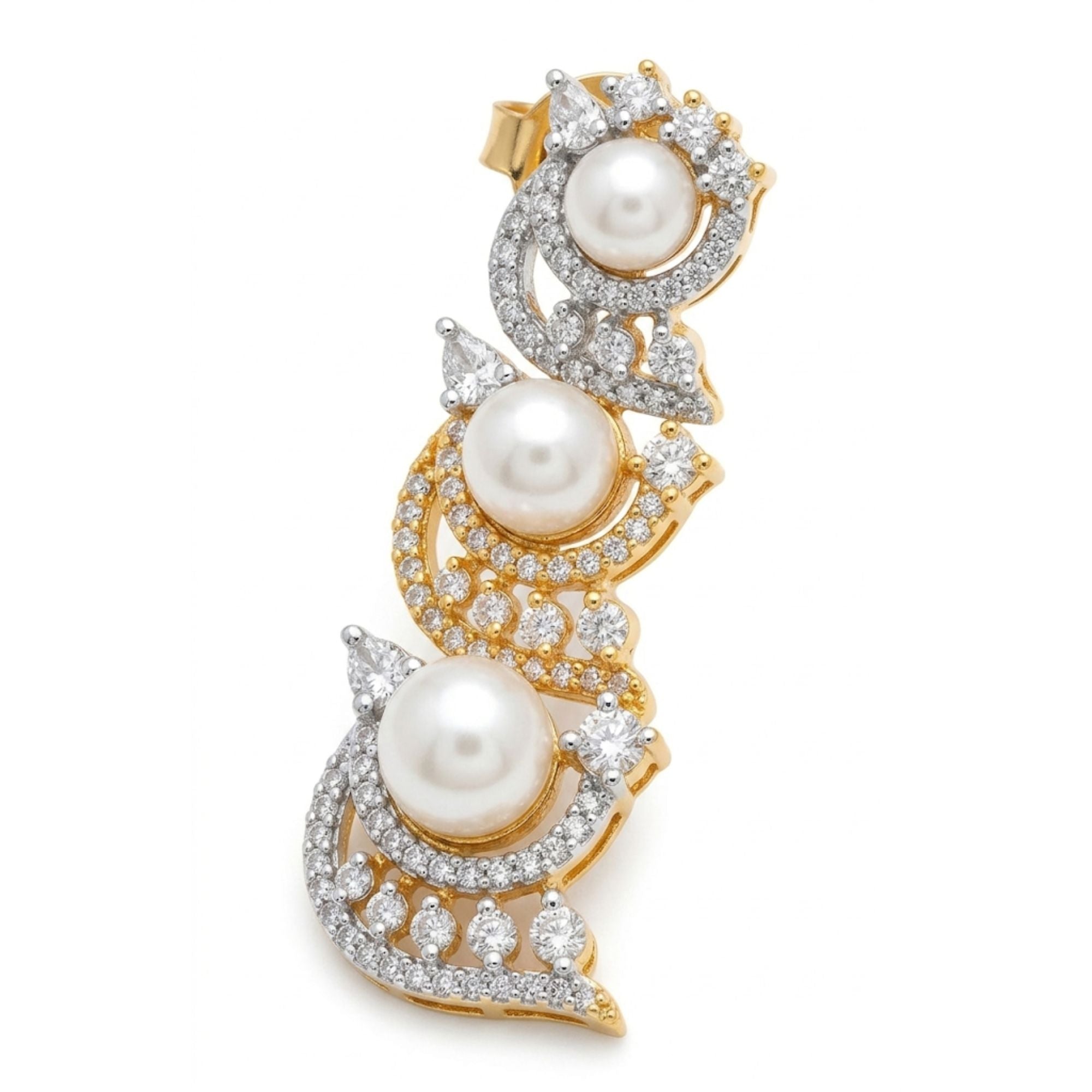 White Pearl Necklace & Earrings Set | Gold Tone Bridal Jewellery | Roz Jewellers