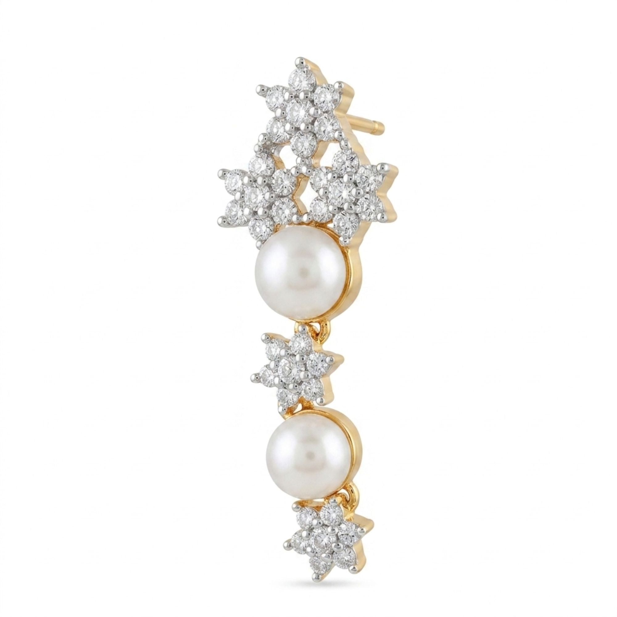 White Pearl & CZ Necklace Set | Gold Plated Festive Jewellery | Roz Jewellers