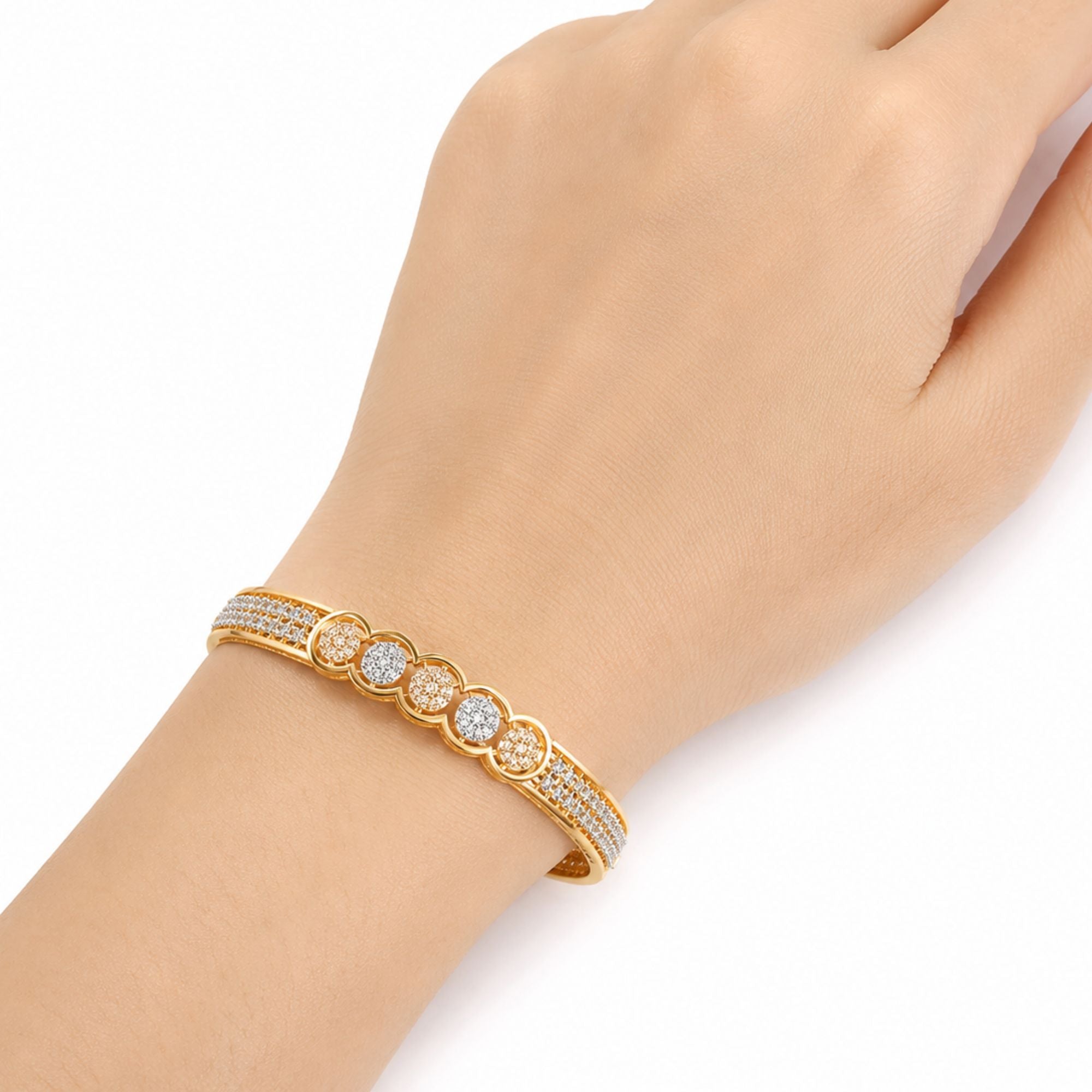 Dual Tone Circular Diamond Bangles
