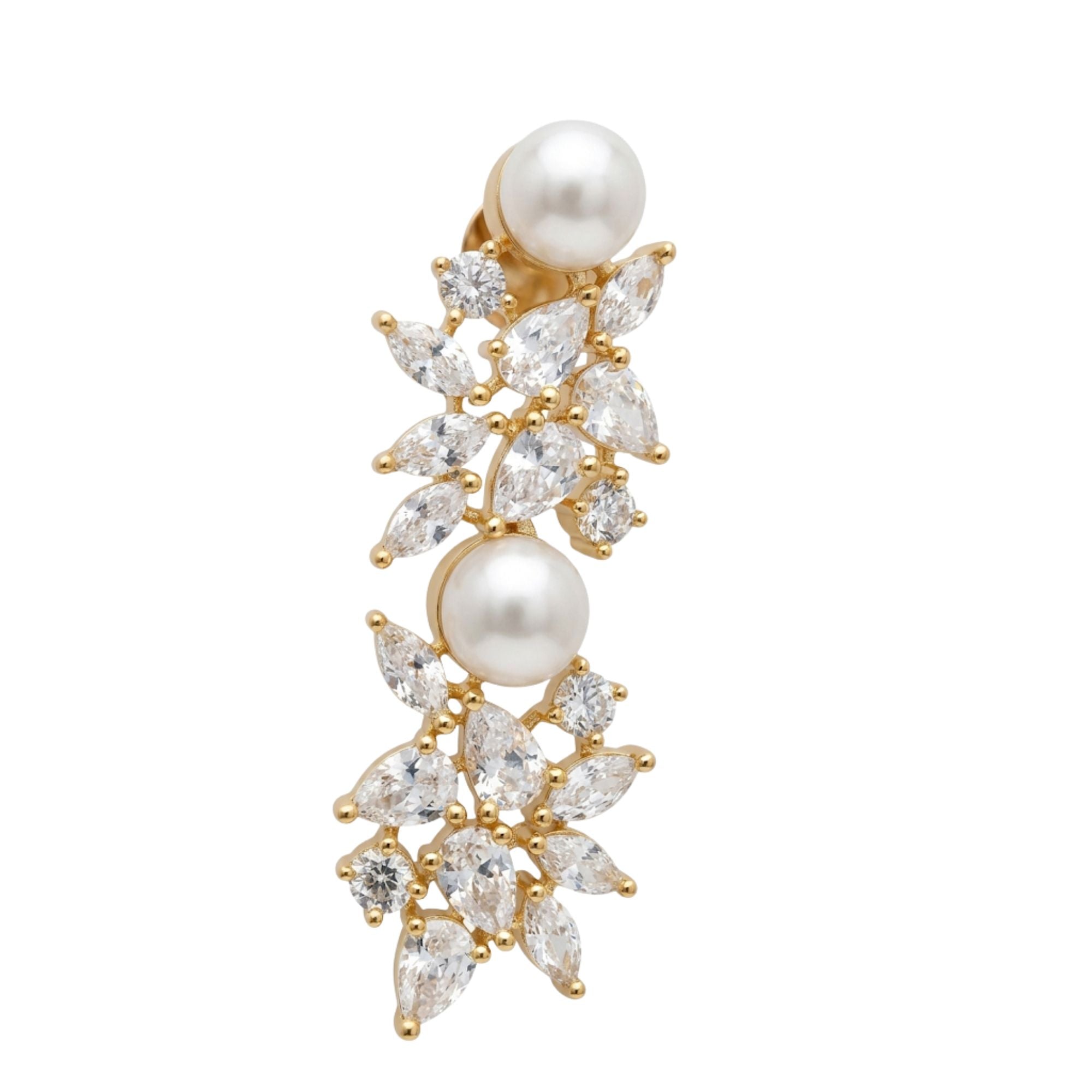 Bridal Pearl & CZ Necklace Set with Earrings | Short Gold-Plated Choker Style | Modern Heirloom | Indian Wedding, Reception & Festive Jewellery | Roz Jewellers
