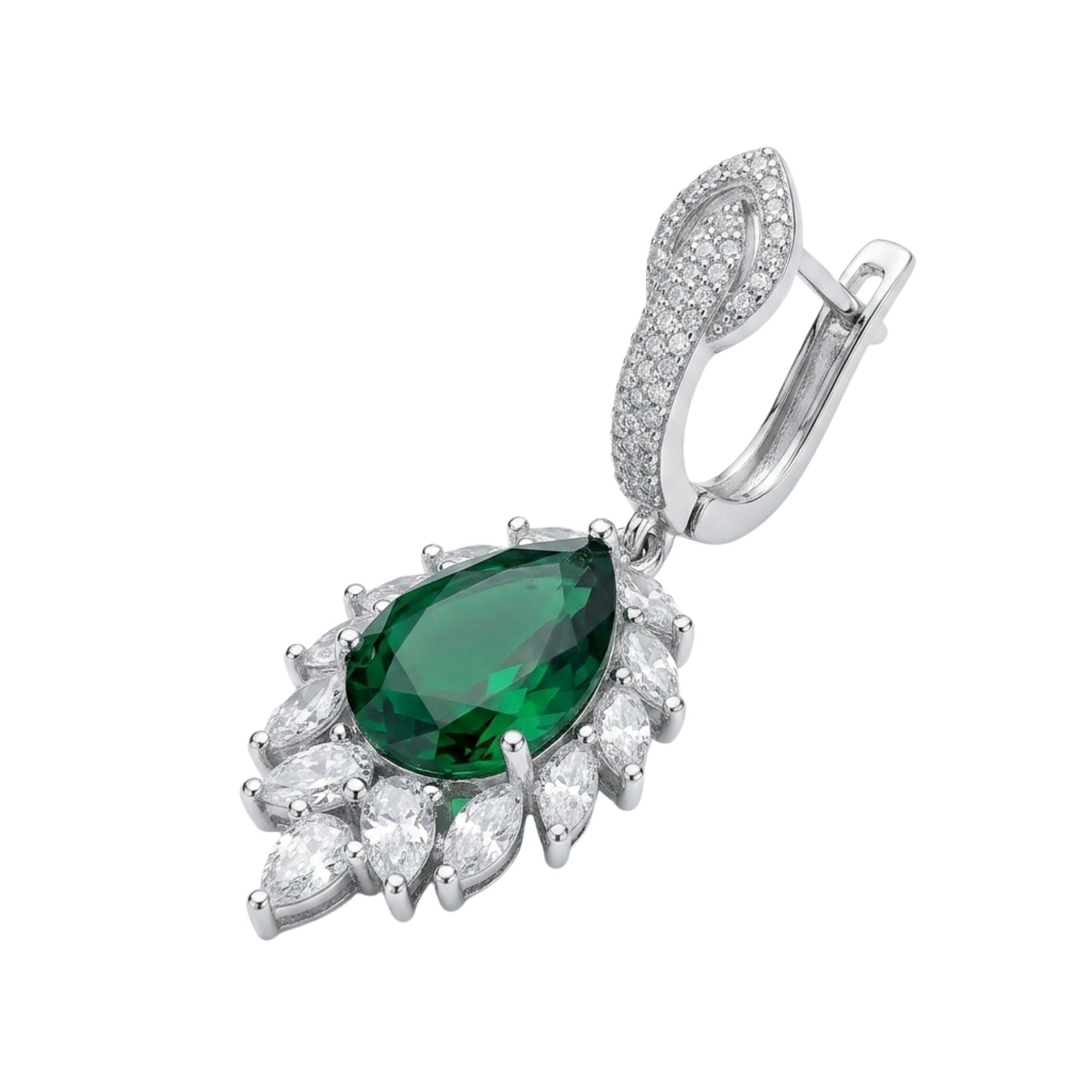 Emerald Green CZ Necklace & Earrings Set | American Diamond Royal Bridal Statement Jewellery | Gold-Plated Brass | Long 22CM | Indian Wedding, Reception & Festive Wear | Roz Jewellers