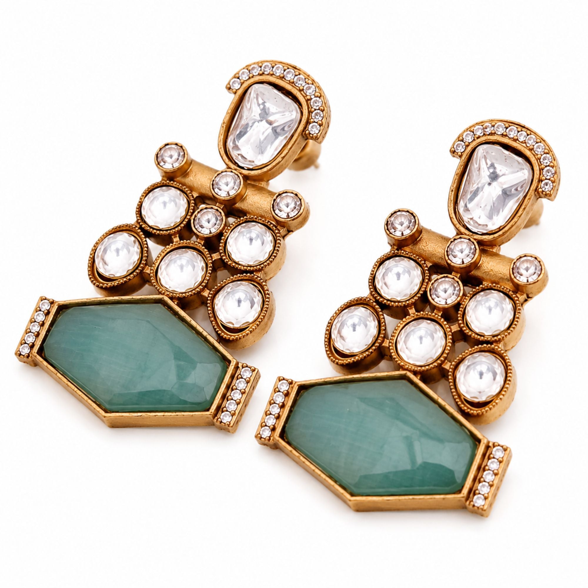 Nazakat Mint Kundan Necklace Set
