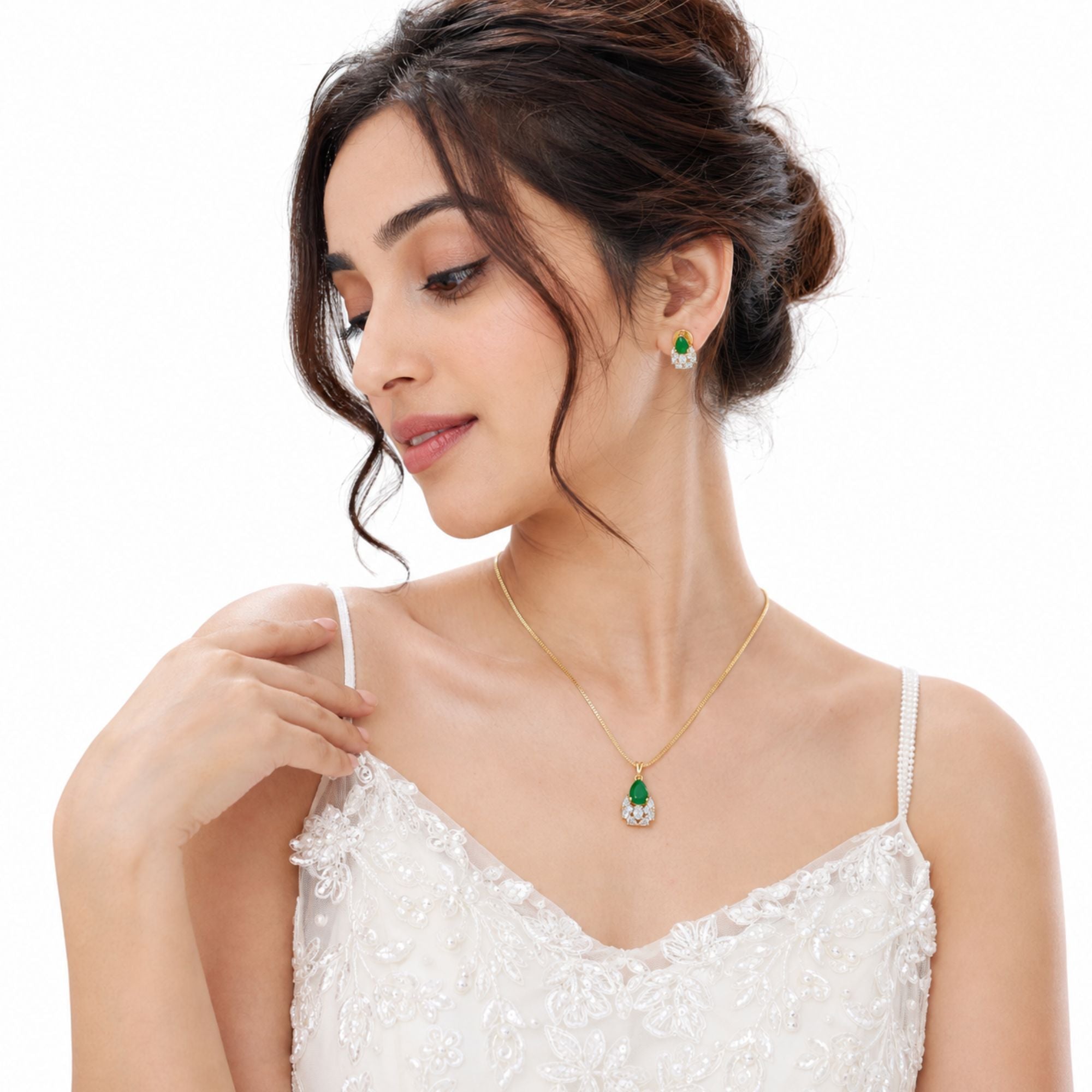 Meher Minimal Emerald CZ Pendant